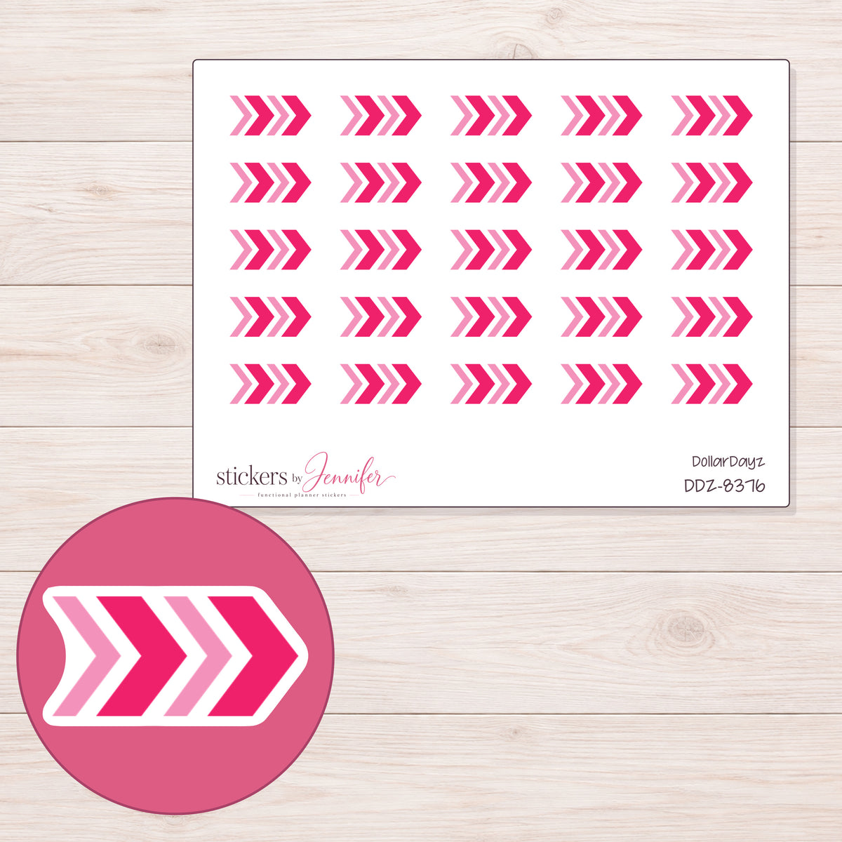 DDZ-8376 planner sticker sheet with enlarged sticker detail