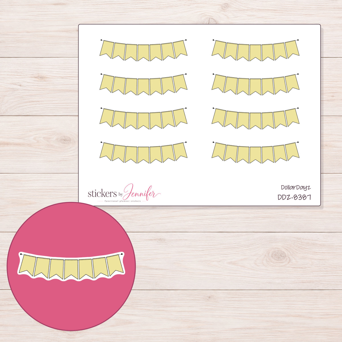 DDZ-8387 planner sticker sheet with enlarged sticker detail