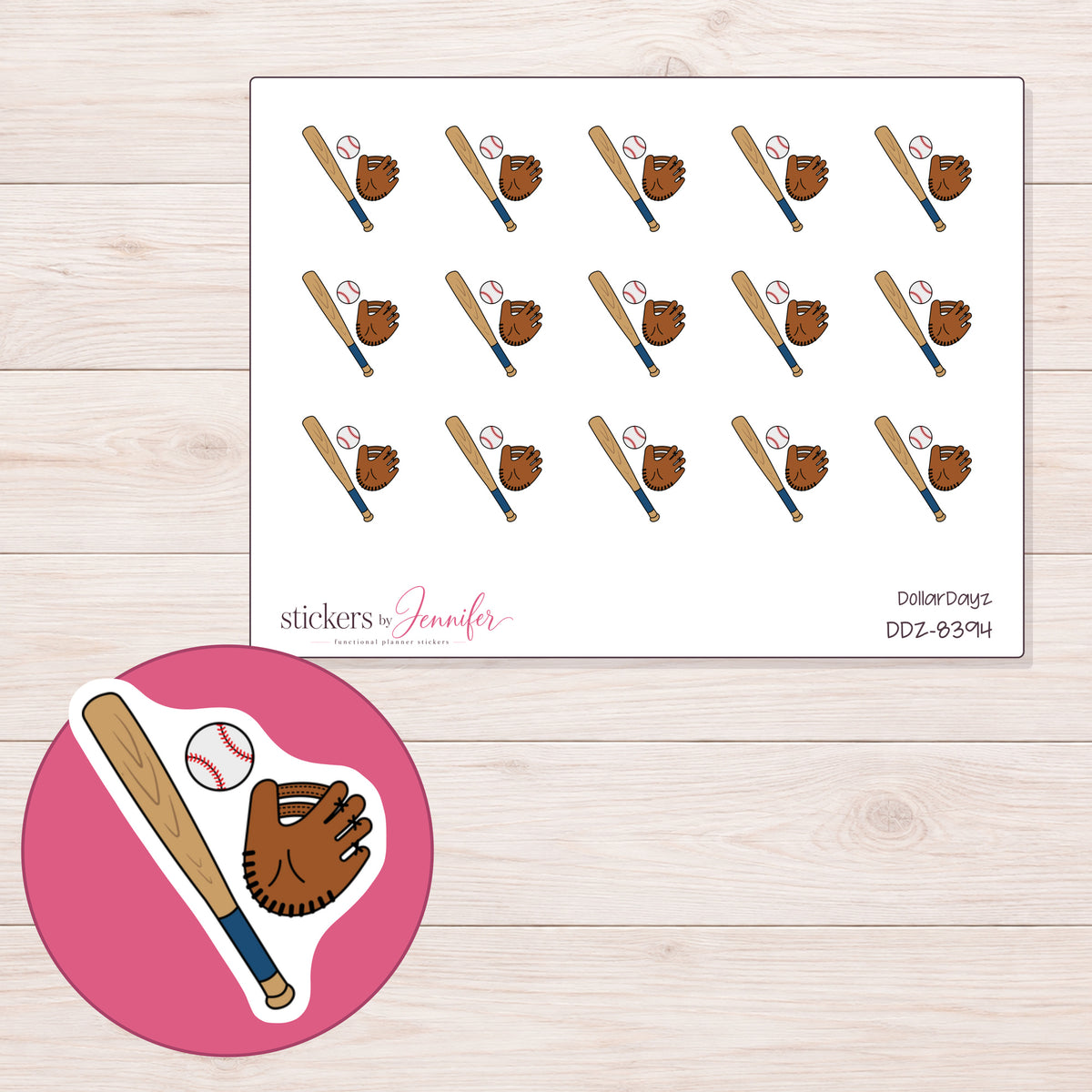 DDZ-8394 planner sticker sheet with enlarged sticker detail