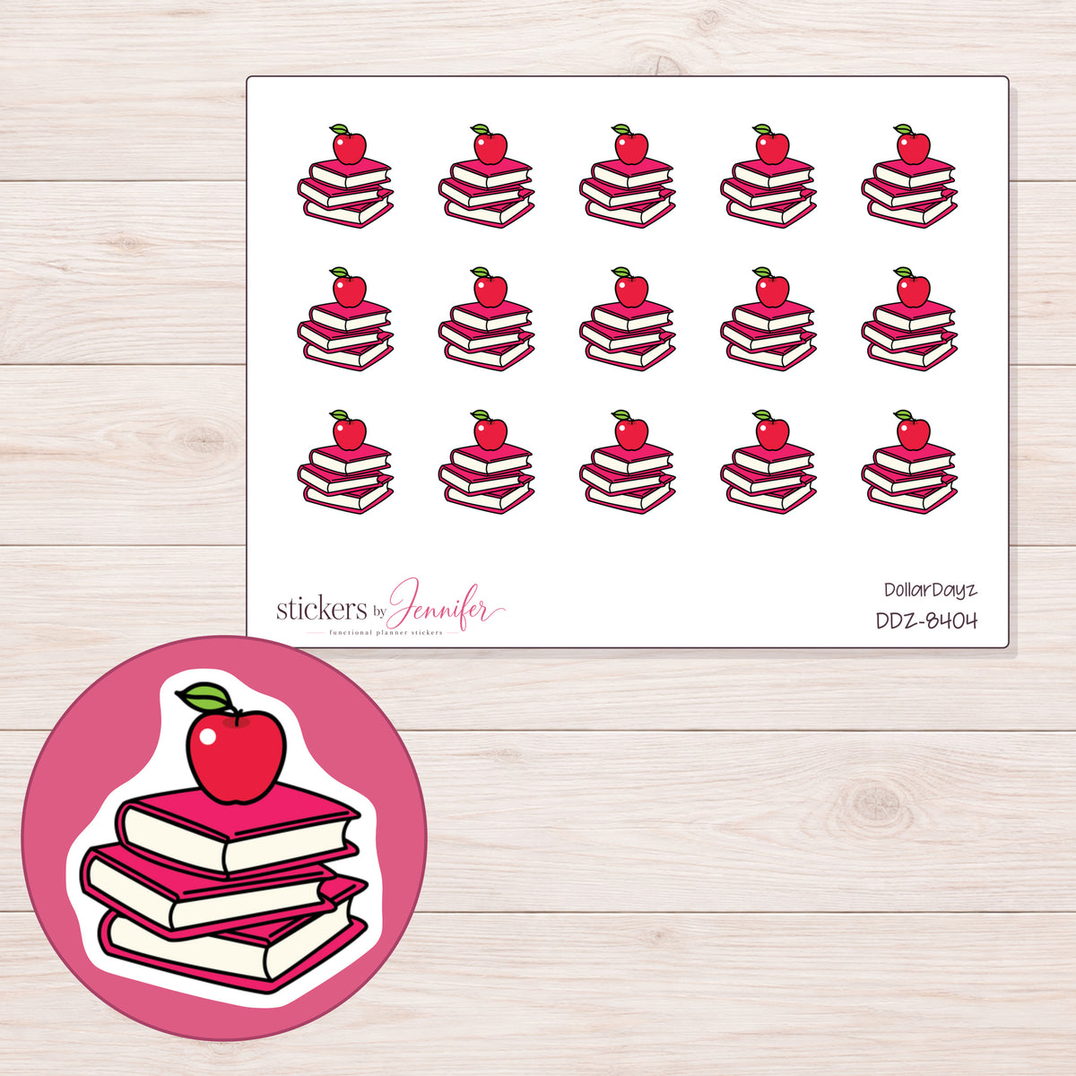 DDZ-8404 planner sticker sheet with enlarged sticker detail