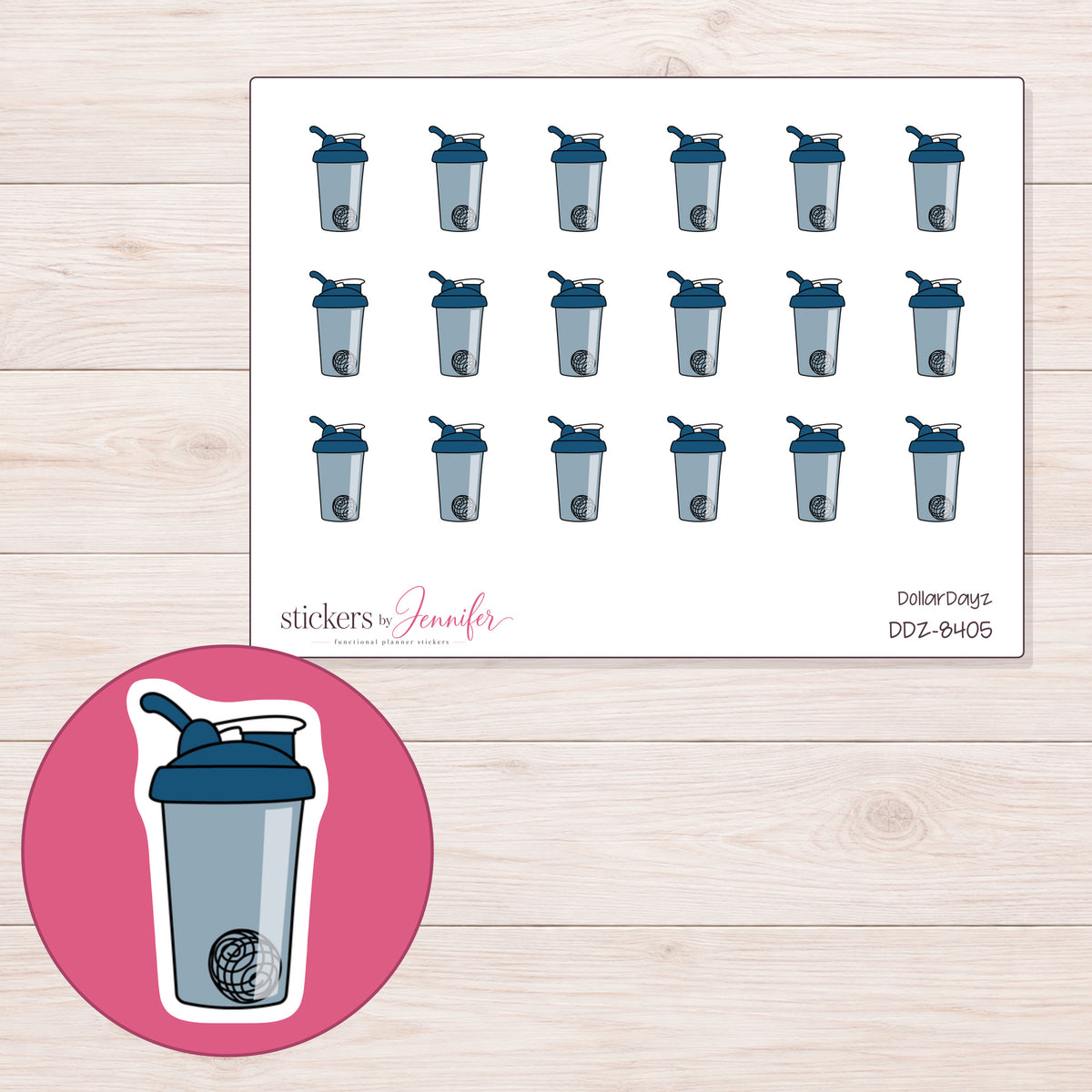 DDZ-8405 planner sticker sheet with enlarged sticker detail