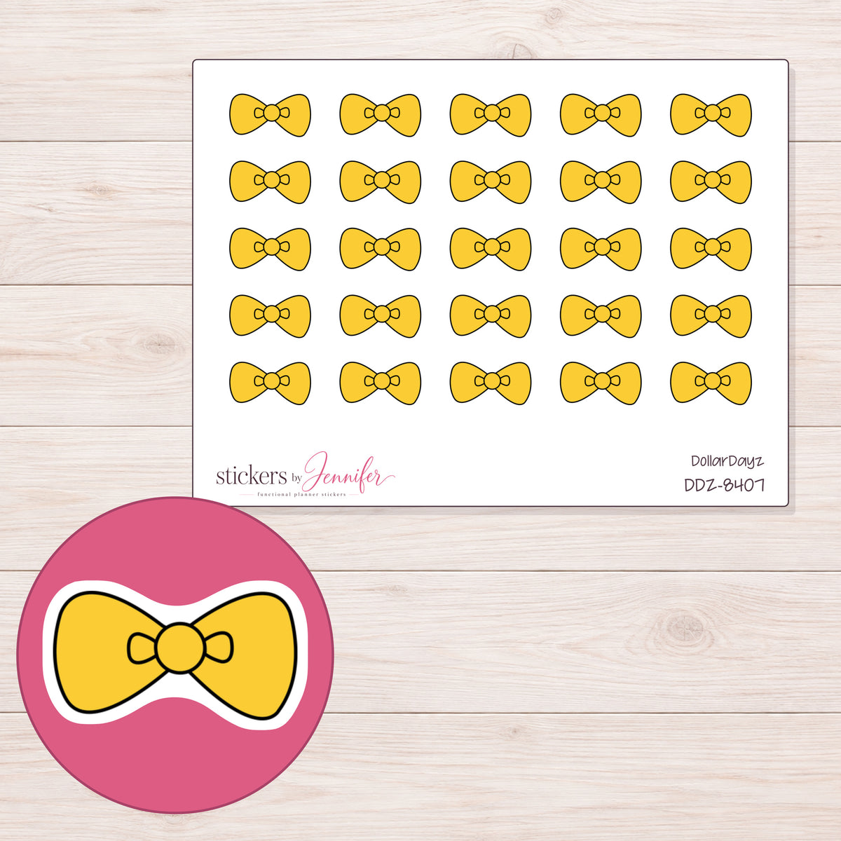 DDZ-8407 planner sticker sheet with enlarged sticker detail