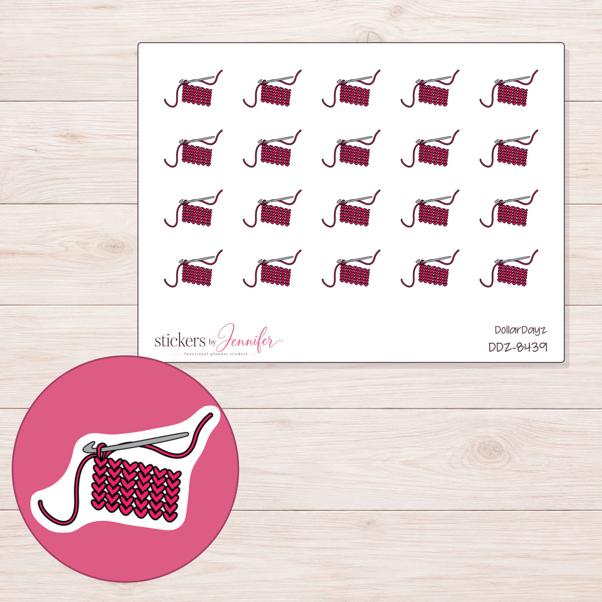 DDZ-8439 planner sticker sheet with enlarged sticker detail