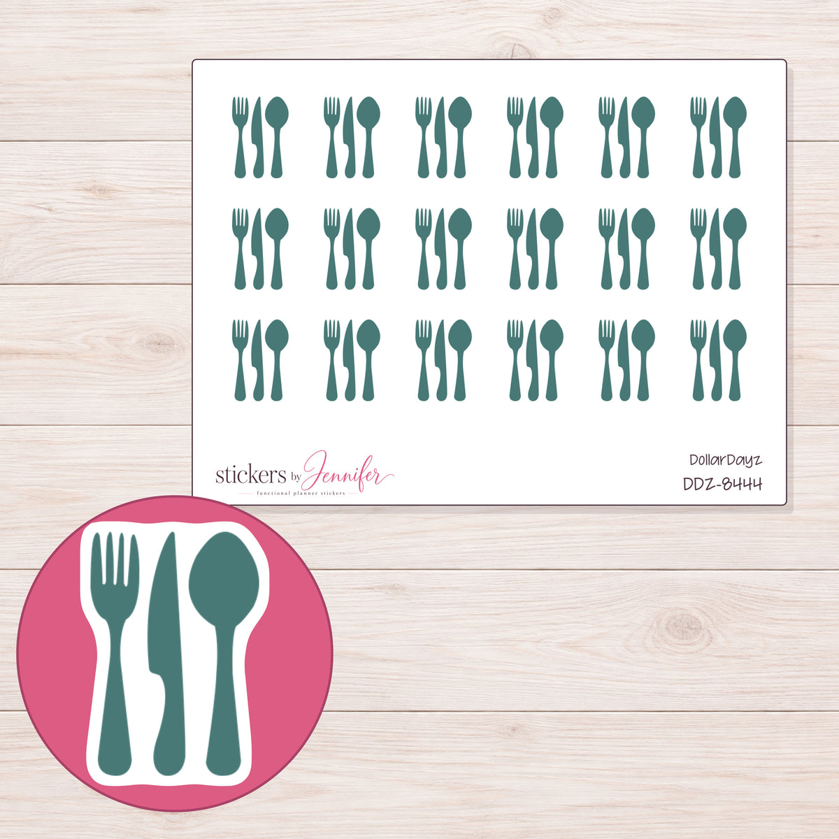 DDZ-8444 planner sticker sheet with enlarged sticker detail