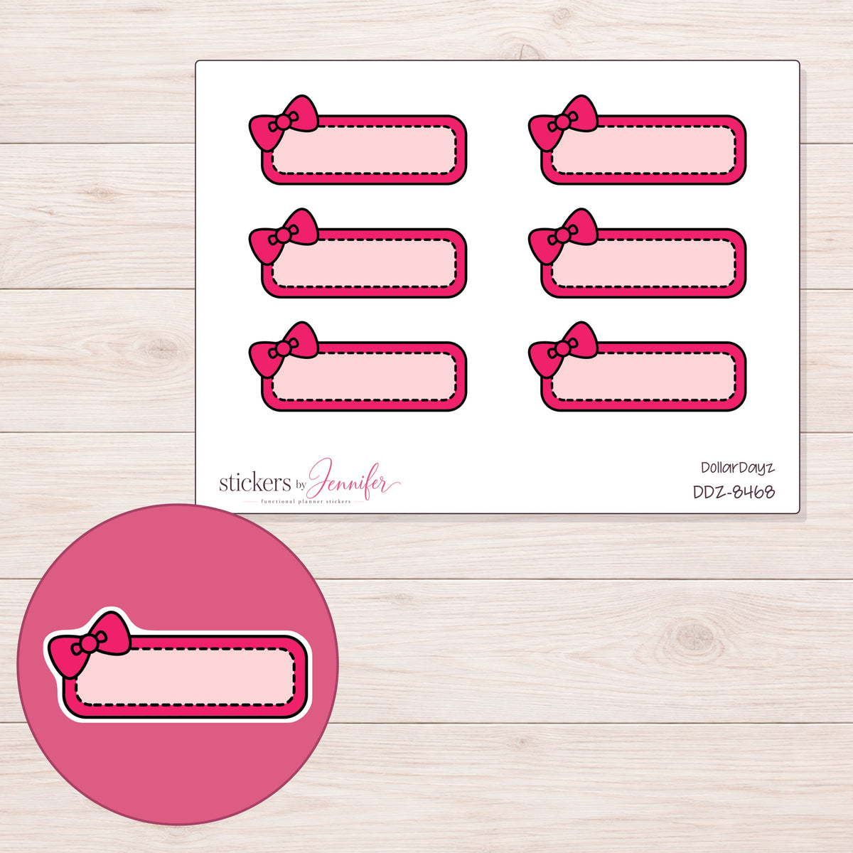 DDZ-8468 planner sticker sheet with enlarged sticker detail