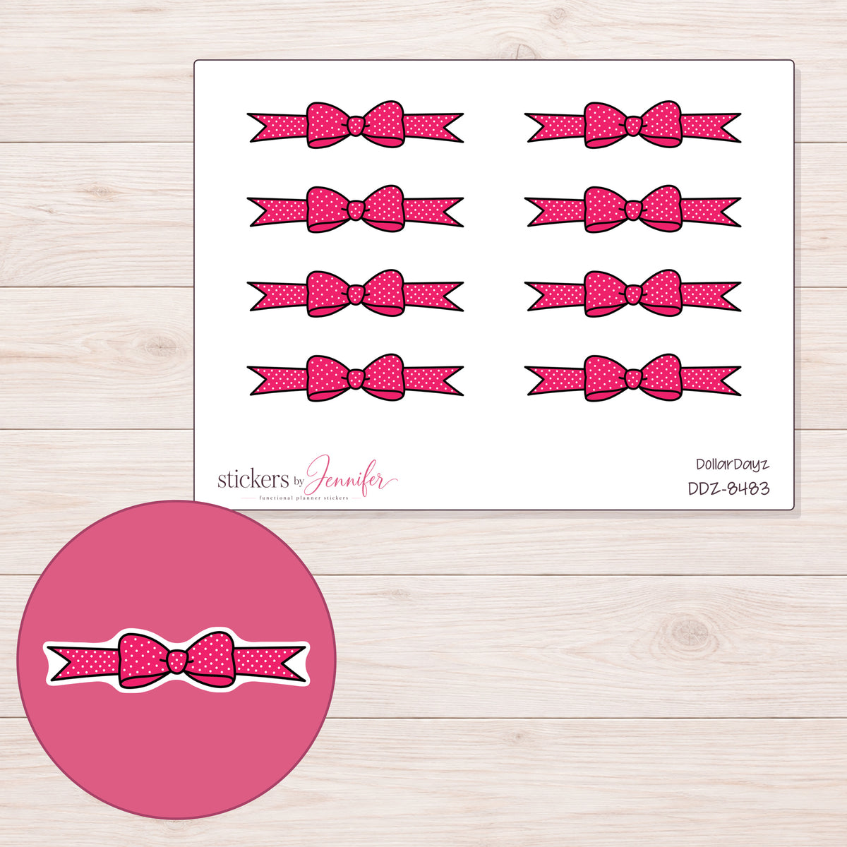 DDZ-8483 planner sticker sheet with enlarged sticker detail