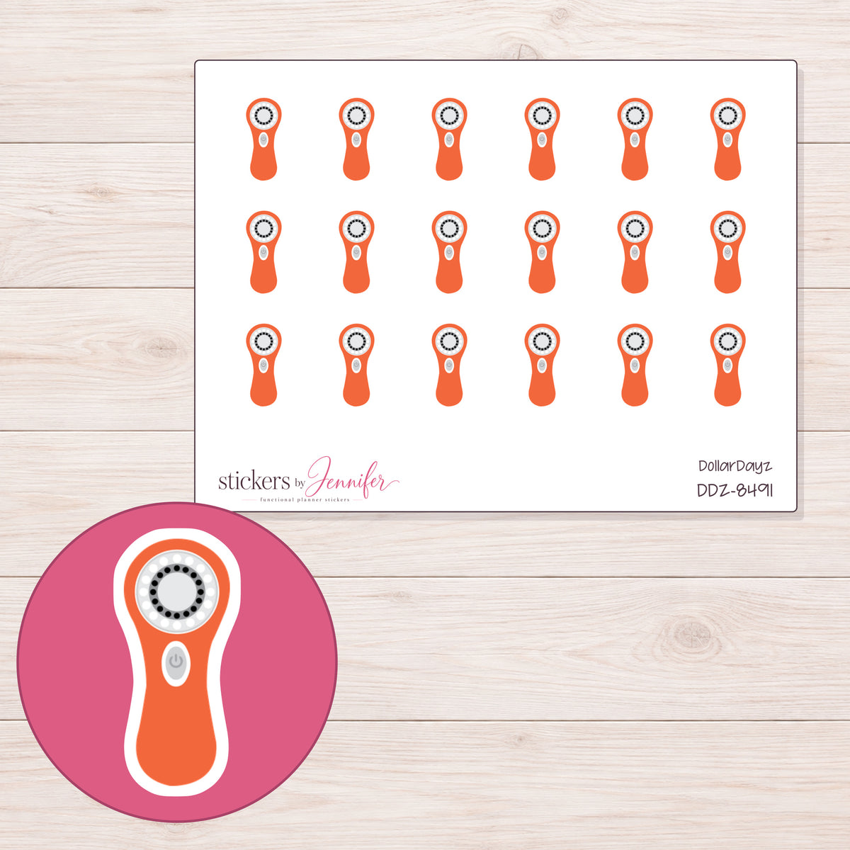 DDZ-8491 planner sticker sheet with enlarged sticker detail