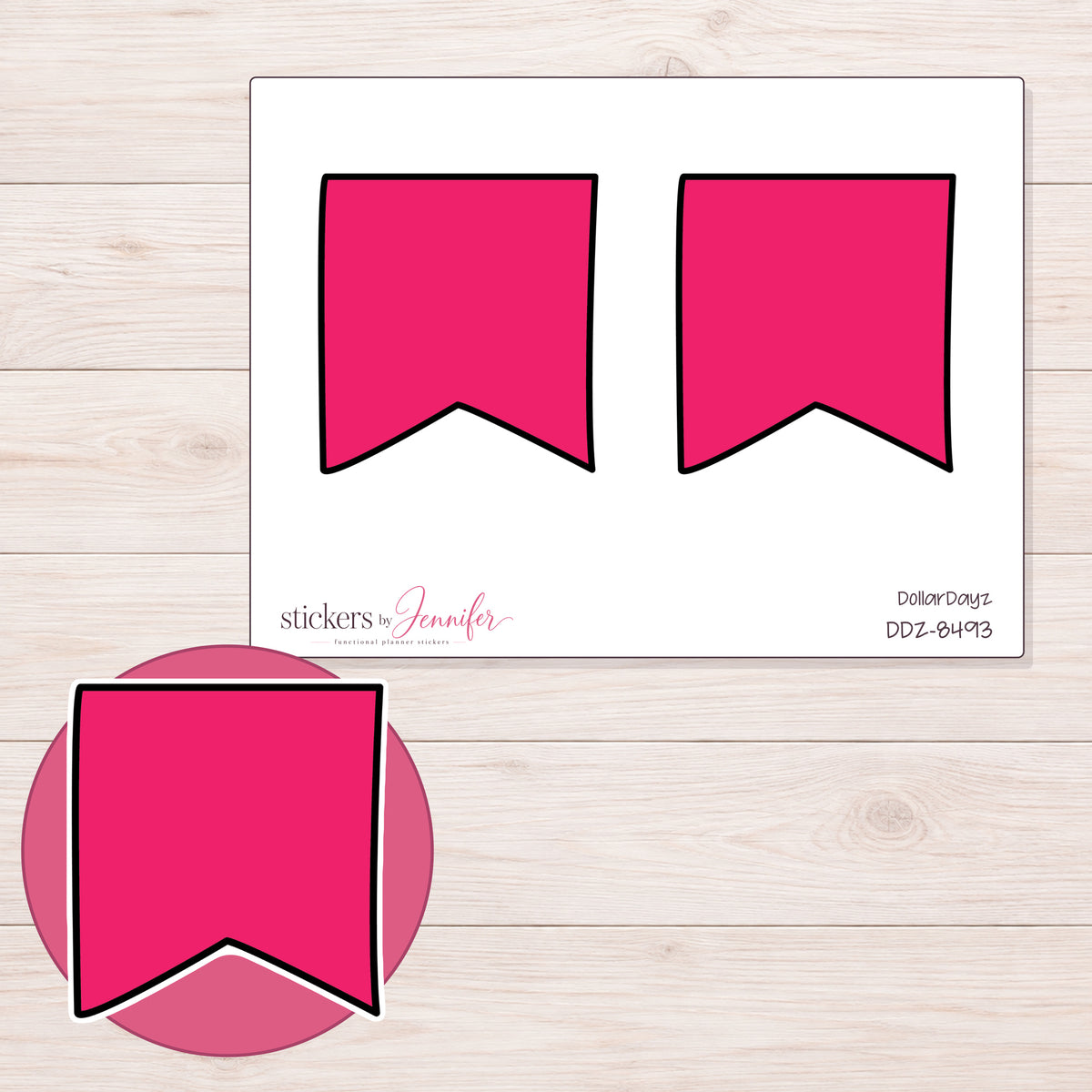 DDZ-8493 planner sticker sheet with enlarged sticker detail