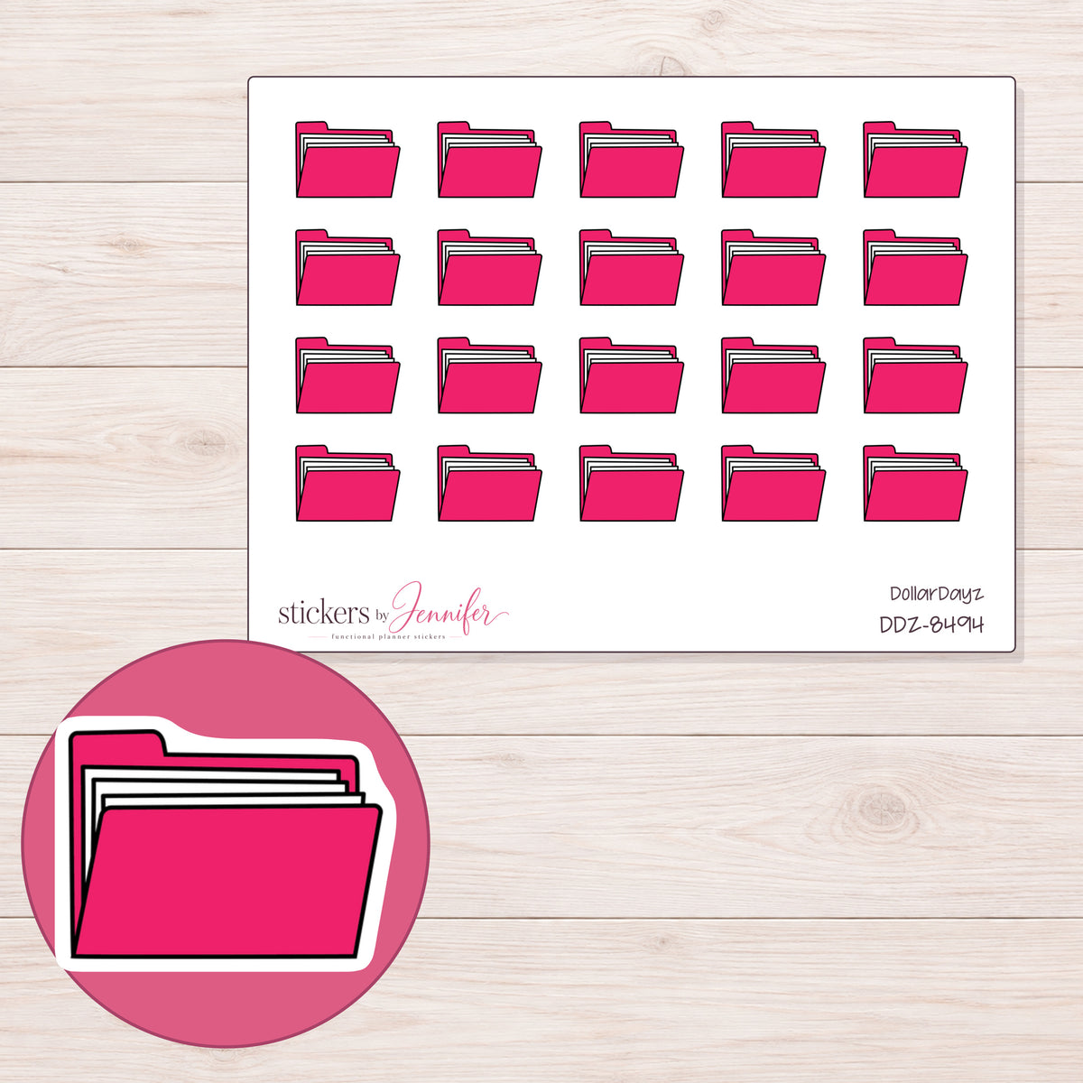 DDZ-8494 planner sticker sheet with enlarged sticker detail