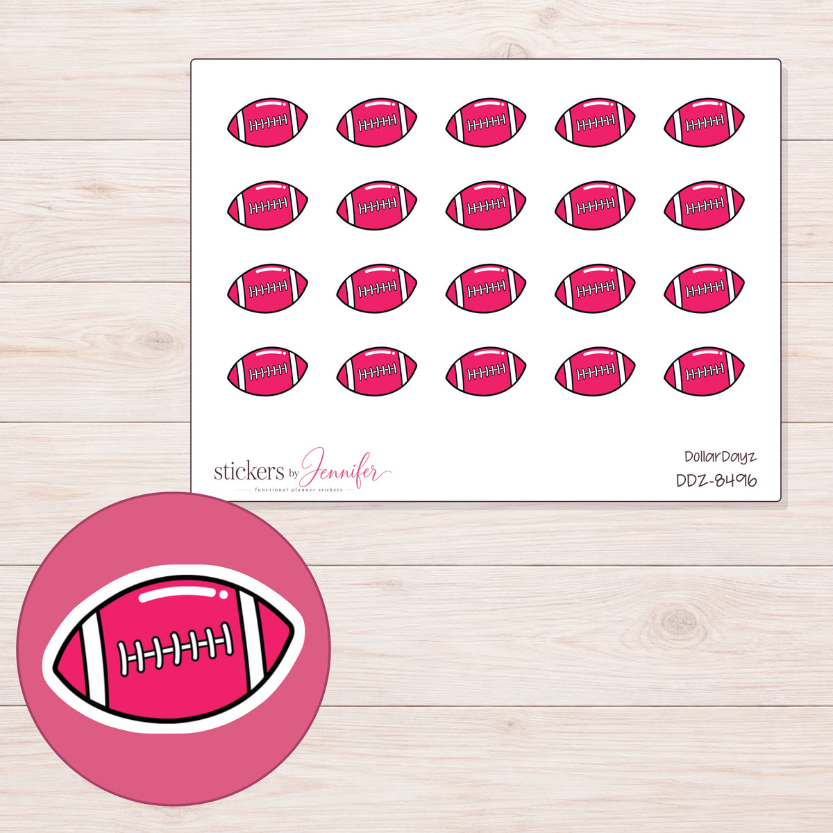 DDZ-8496 planner sticker sheet with enlarged sticker detail