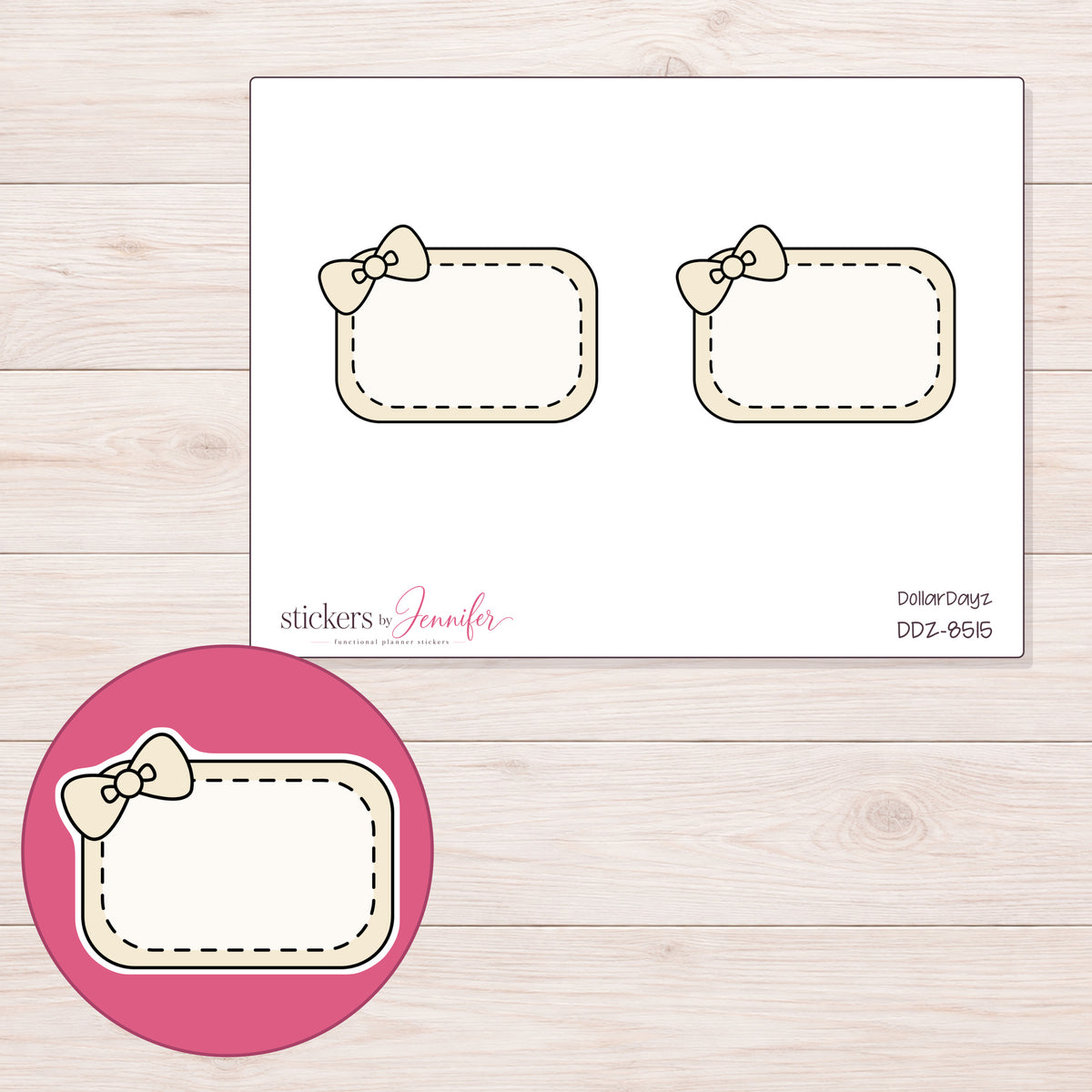DDZ-8515 planner sticker sheet with enlarged sticker detail