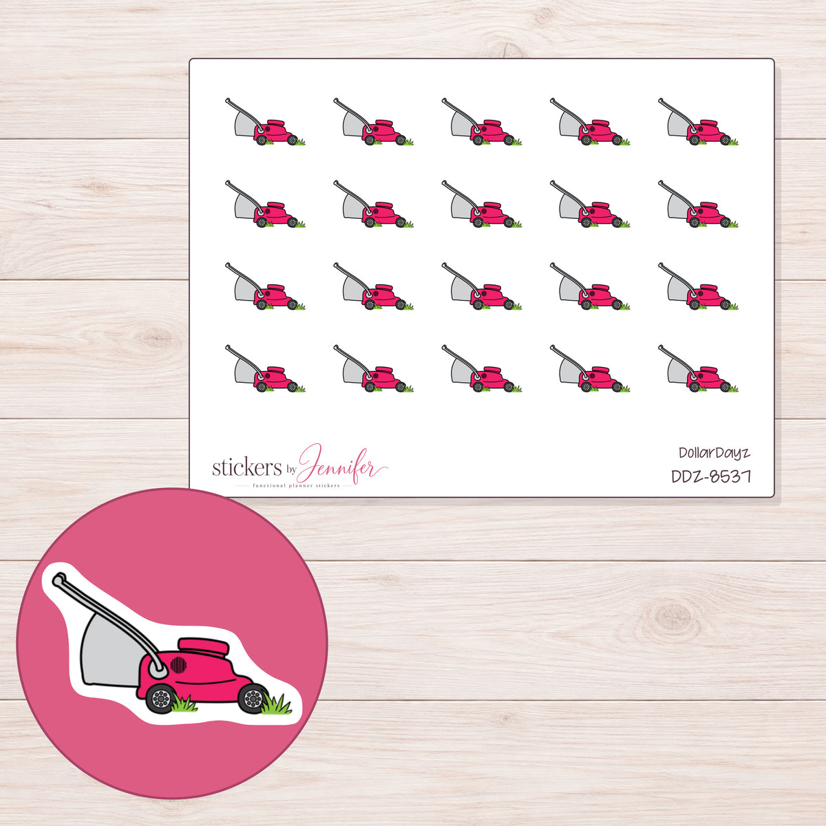 DDZ-8537 planner sticker sheet with enlarged sticker detail