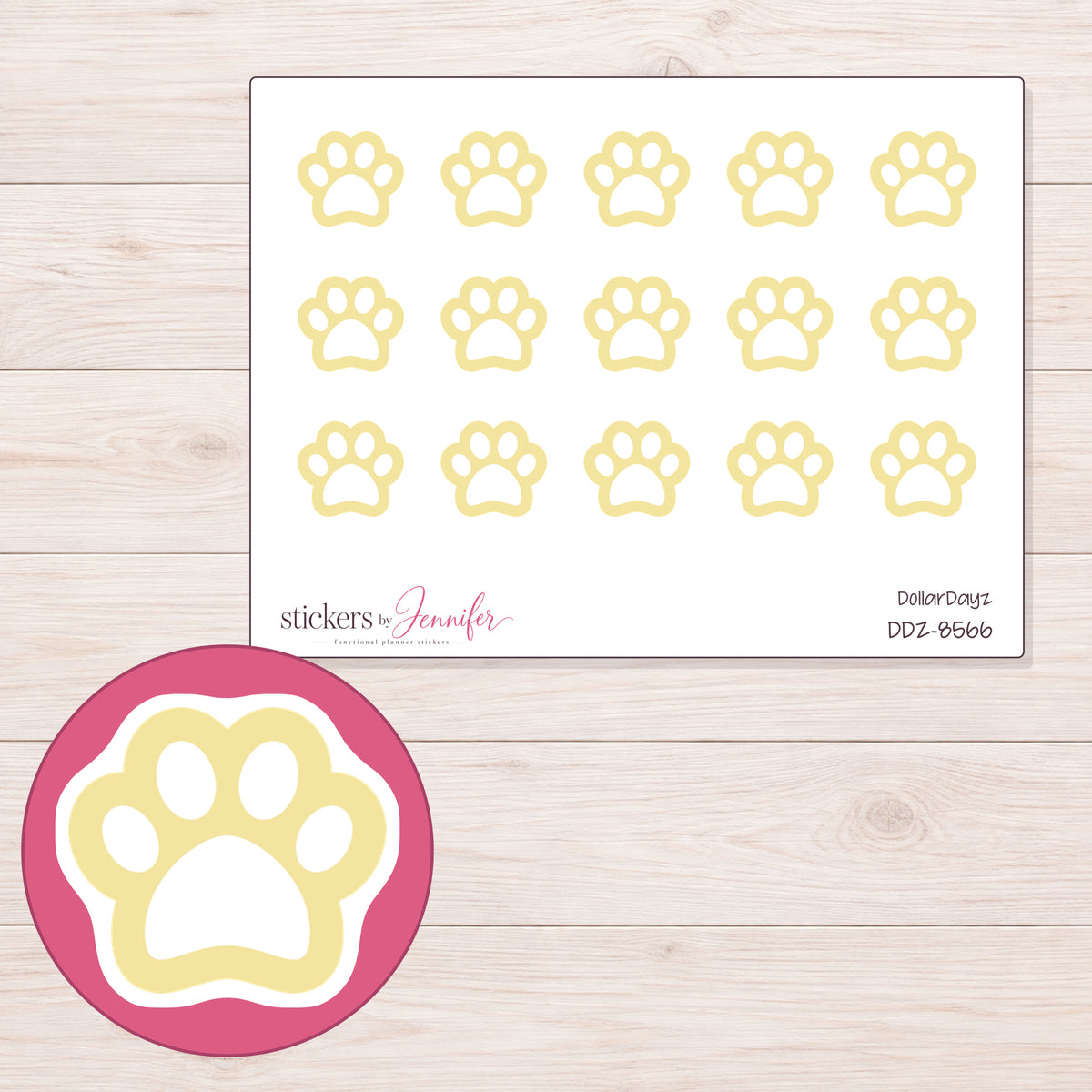 DDZ-8566 planner sticker sheet with enlarged sticker detail