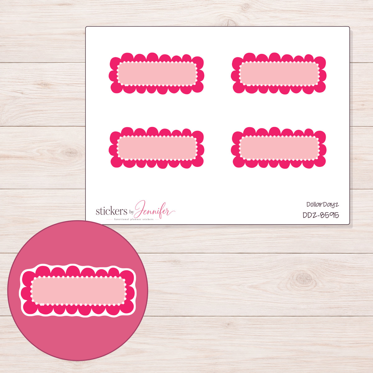 DDZ-8595 planner sticker sheet with enlarged sticker detail