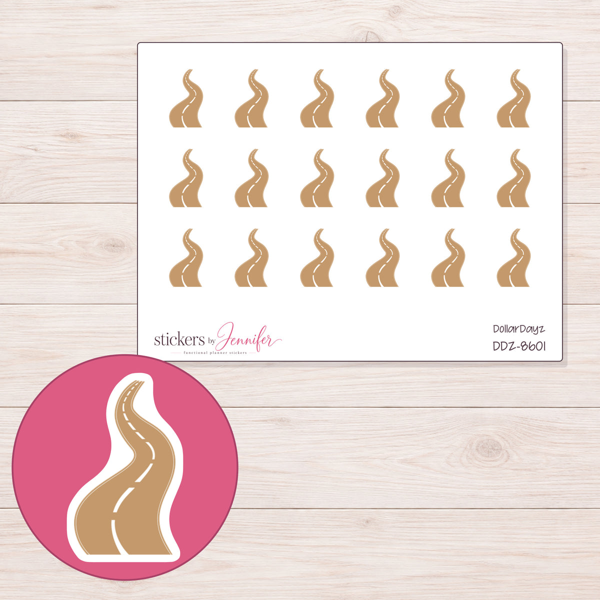 DDZ-8601 planner sticker sheet with enlarged sticker detail