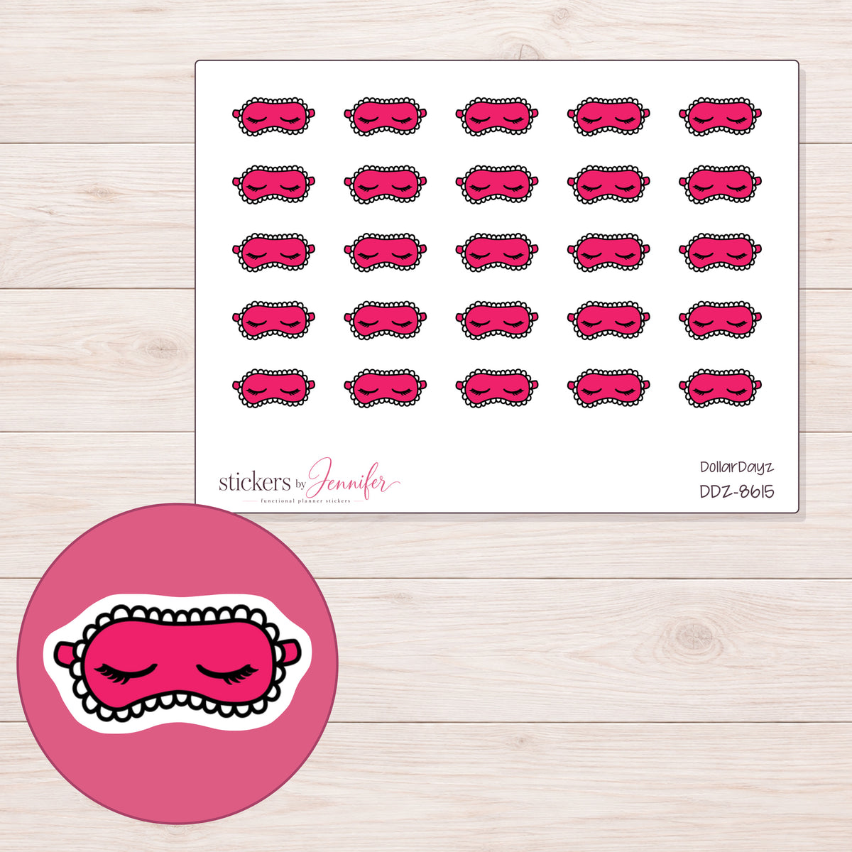 DDZ-8615 planner sticker sheet with enlarged sticker detail