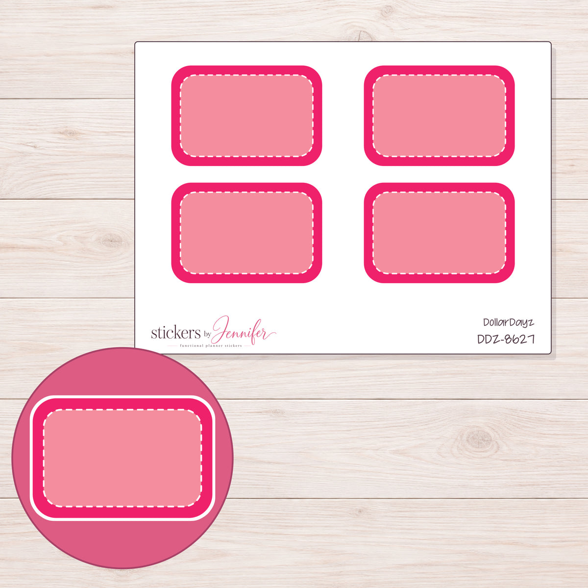 DDZ-8627 planner sticker sheet with enlarged sticker detail