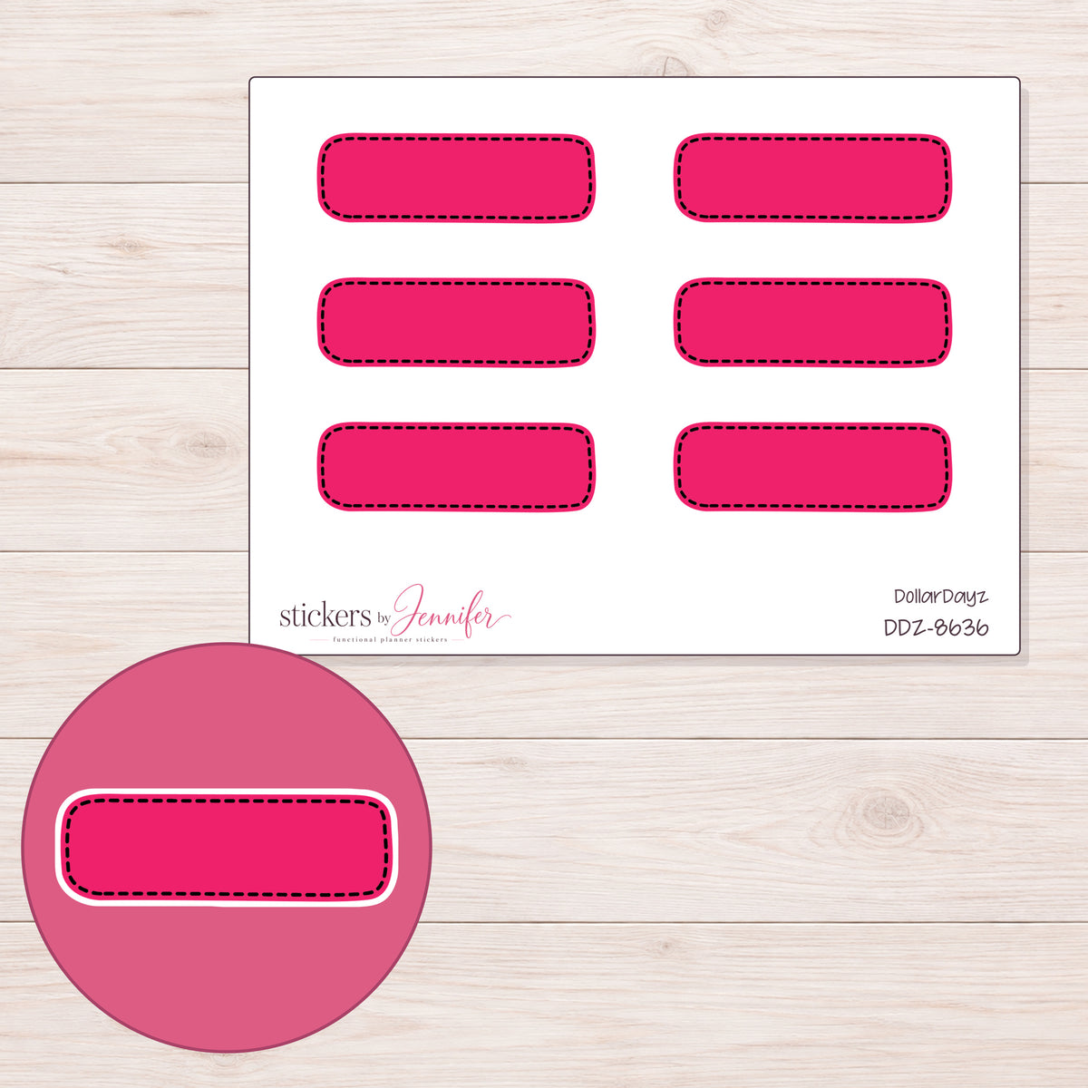 DDZ-8636 planner sticker sheet with enlarged sticker detail