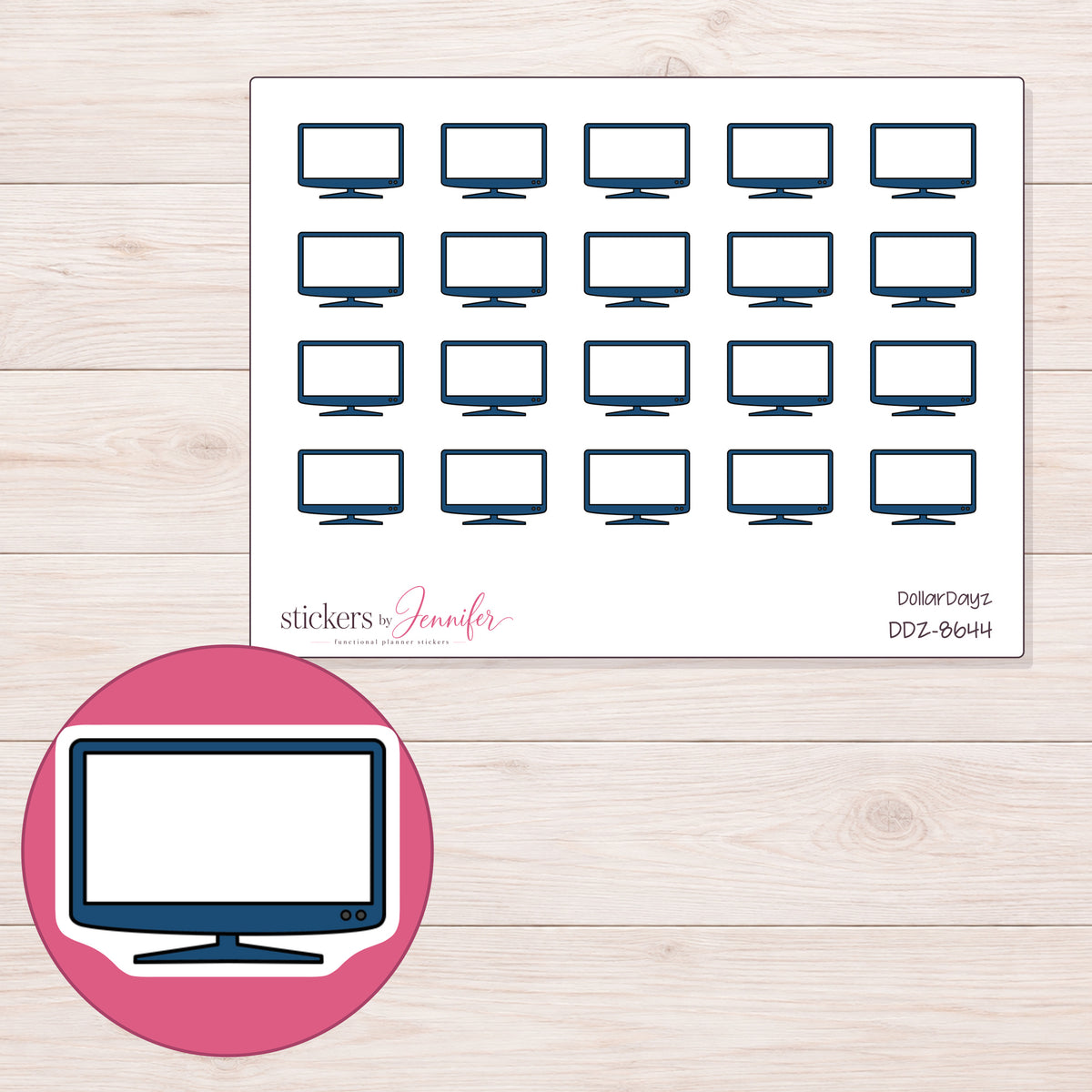 DDZ-8644 planner sticker sheet with enlarged sticker detail