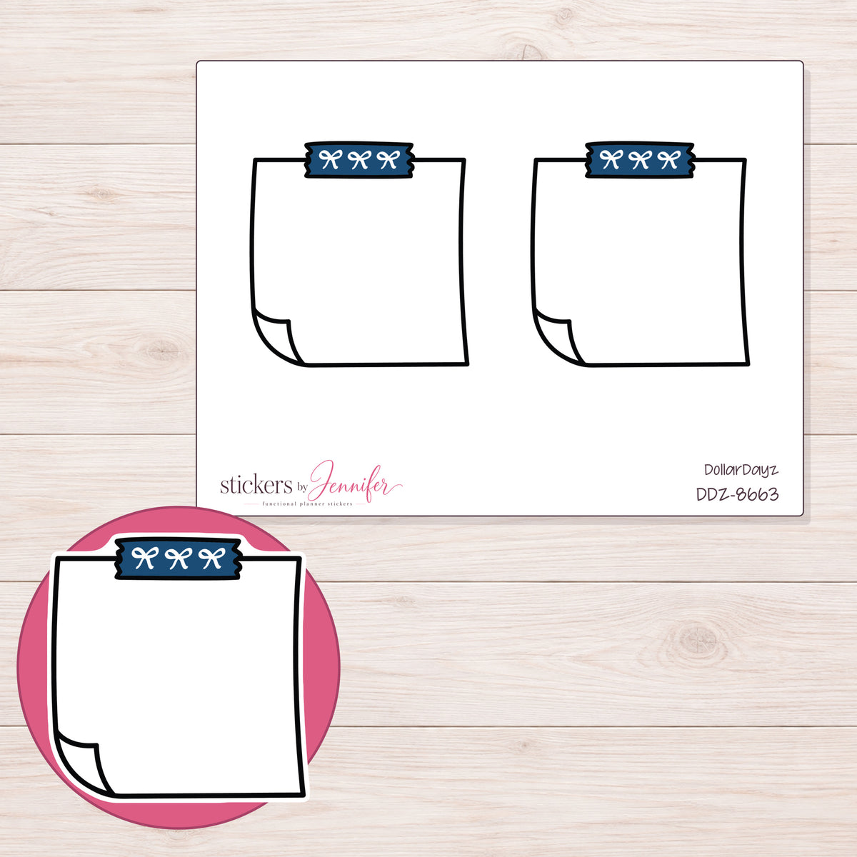 DDZ-8663 planner sticker sheet with enlarged sticker detail