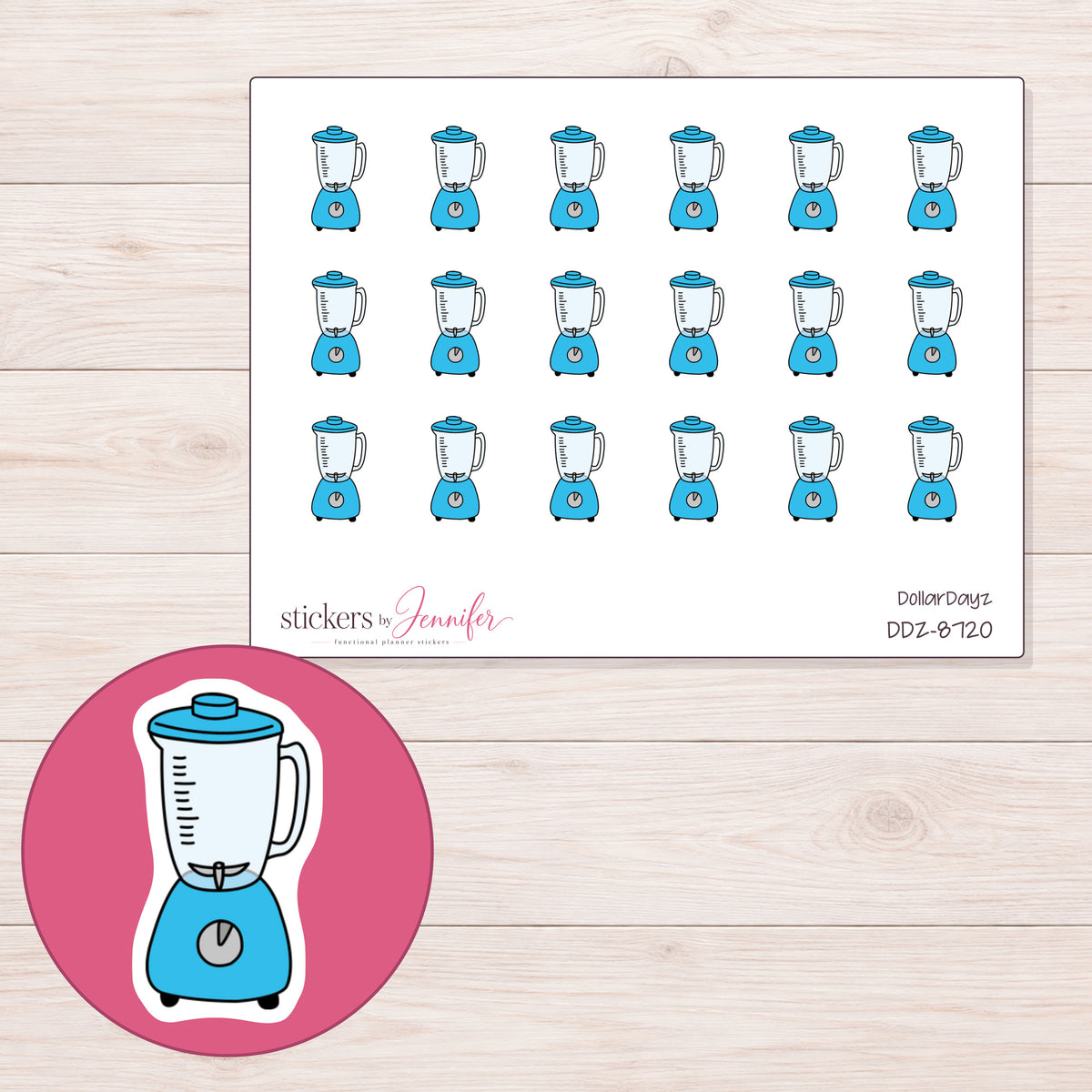 DDZ-8720 planner sticker sheet with enlarged sticker detail