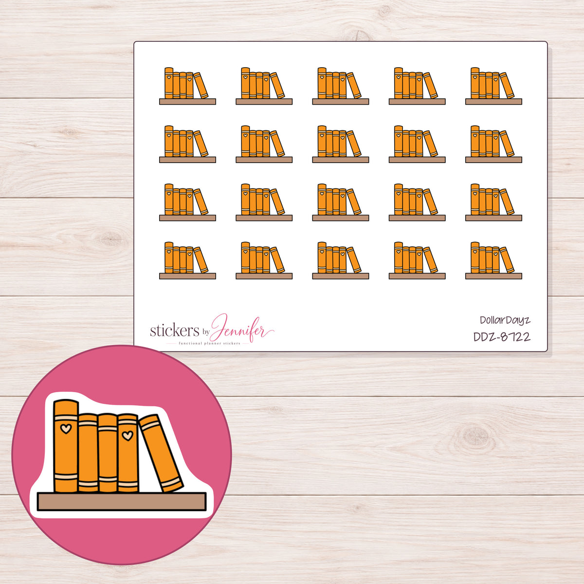 DDZ-8722 planner sticker sheet with enlarged sticker detail