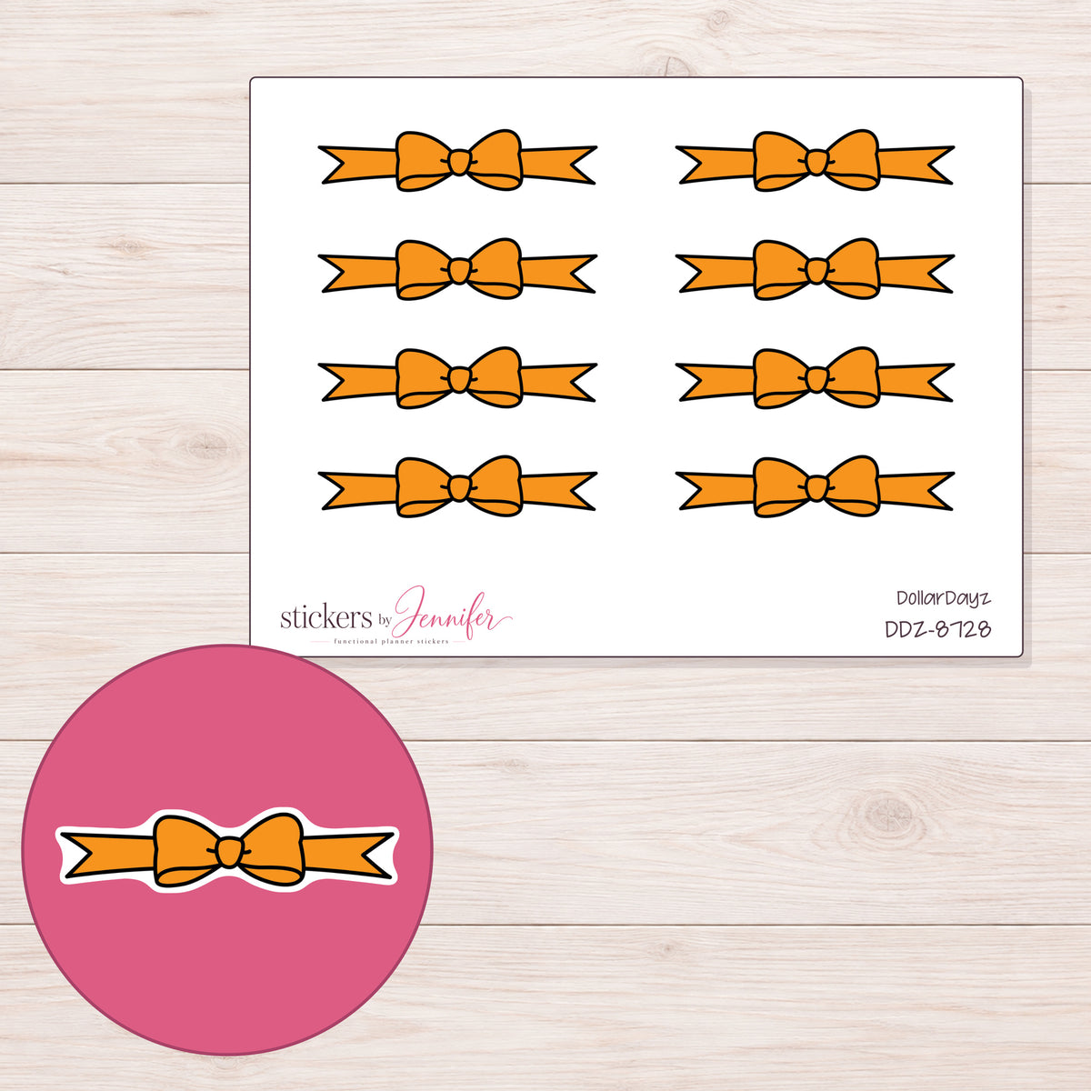DDZ-8728 planner sticker sheet with enlarged sticker detail