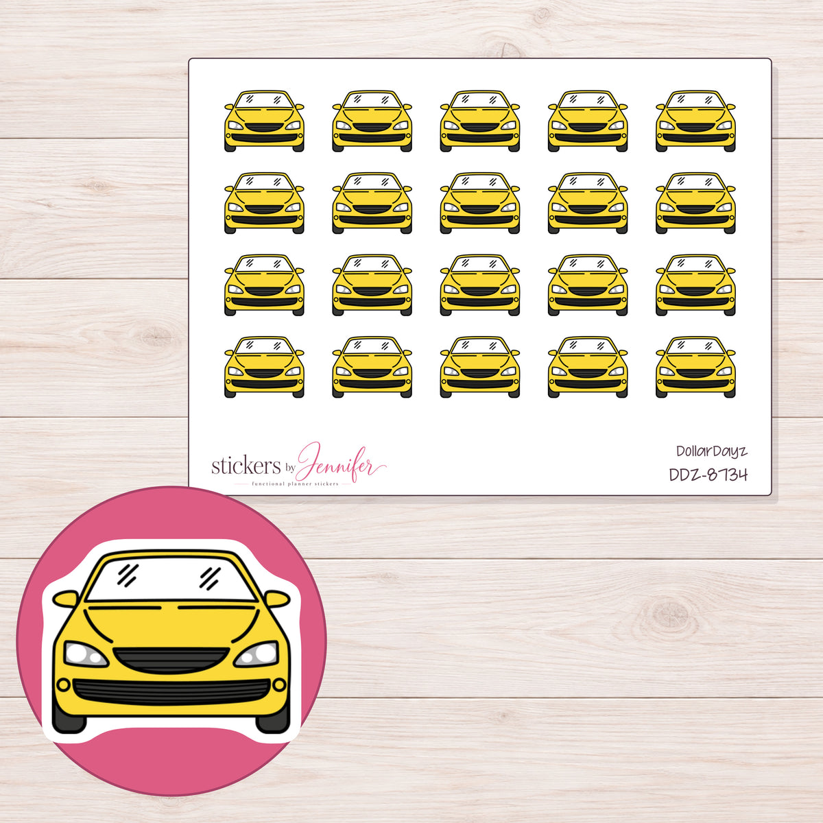 DDZ-8734 planner sticker sheet with enlarged sticker detail