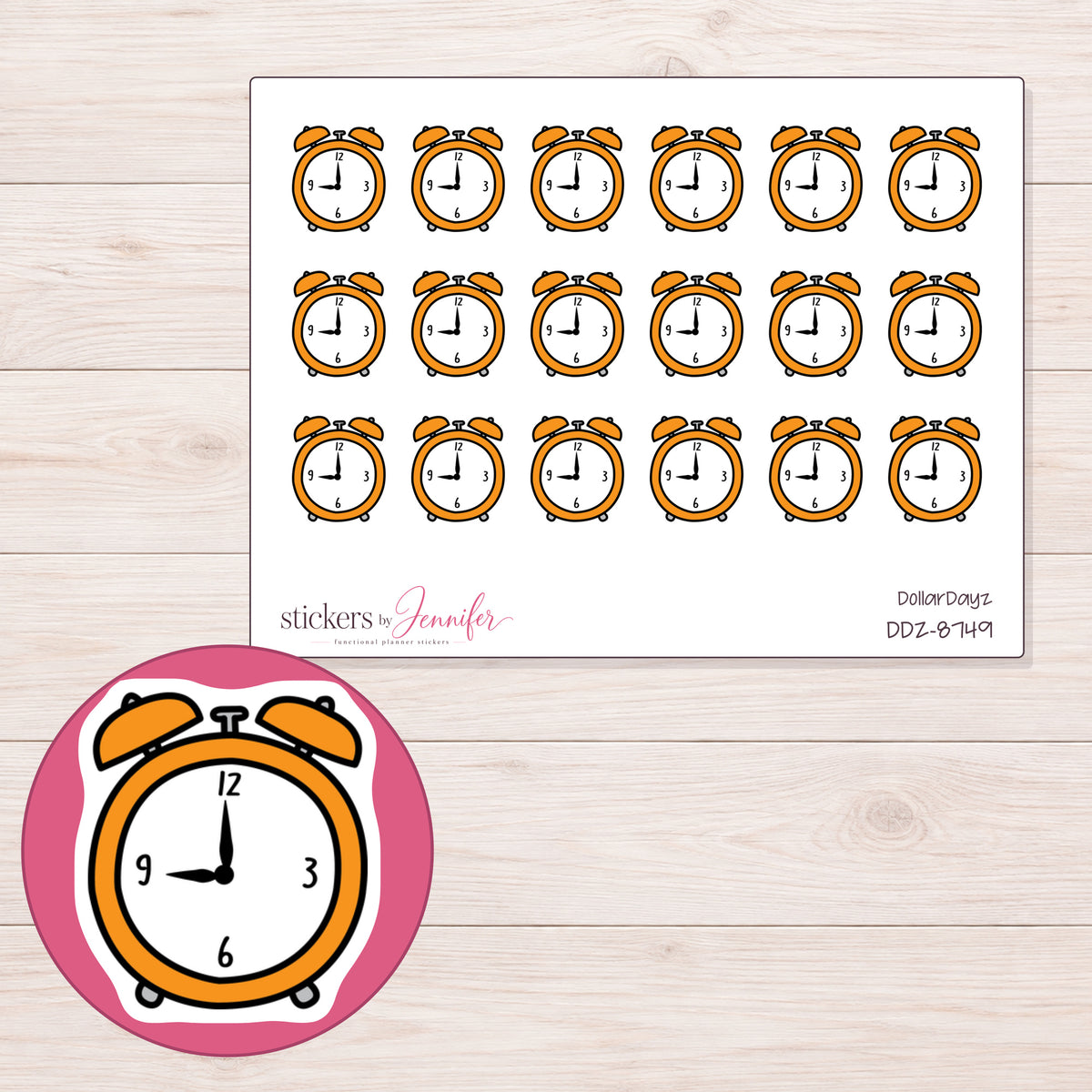 DDZ-8749 planner sticker sheet with enlarged sticker detail