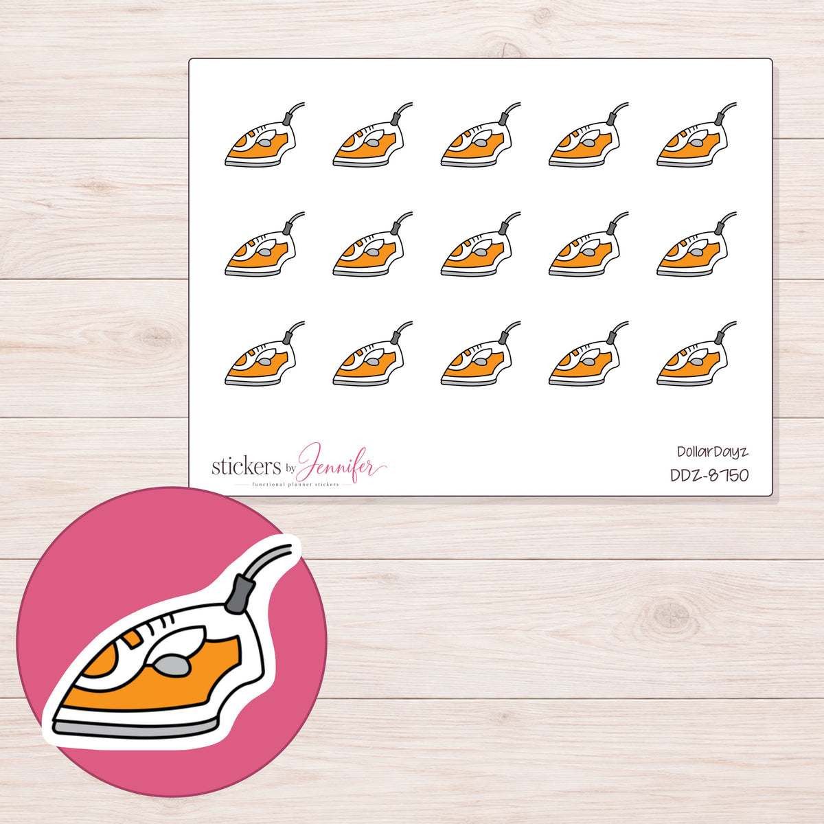DDZ-8750 planner sticker sheet with enlarged sticker detail