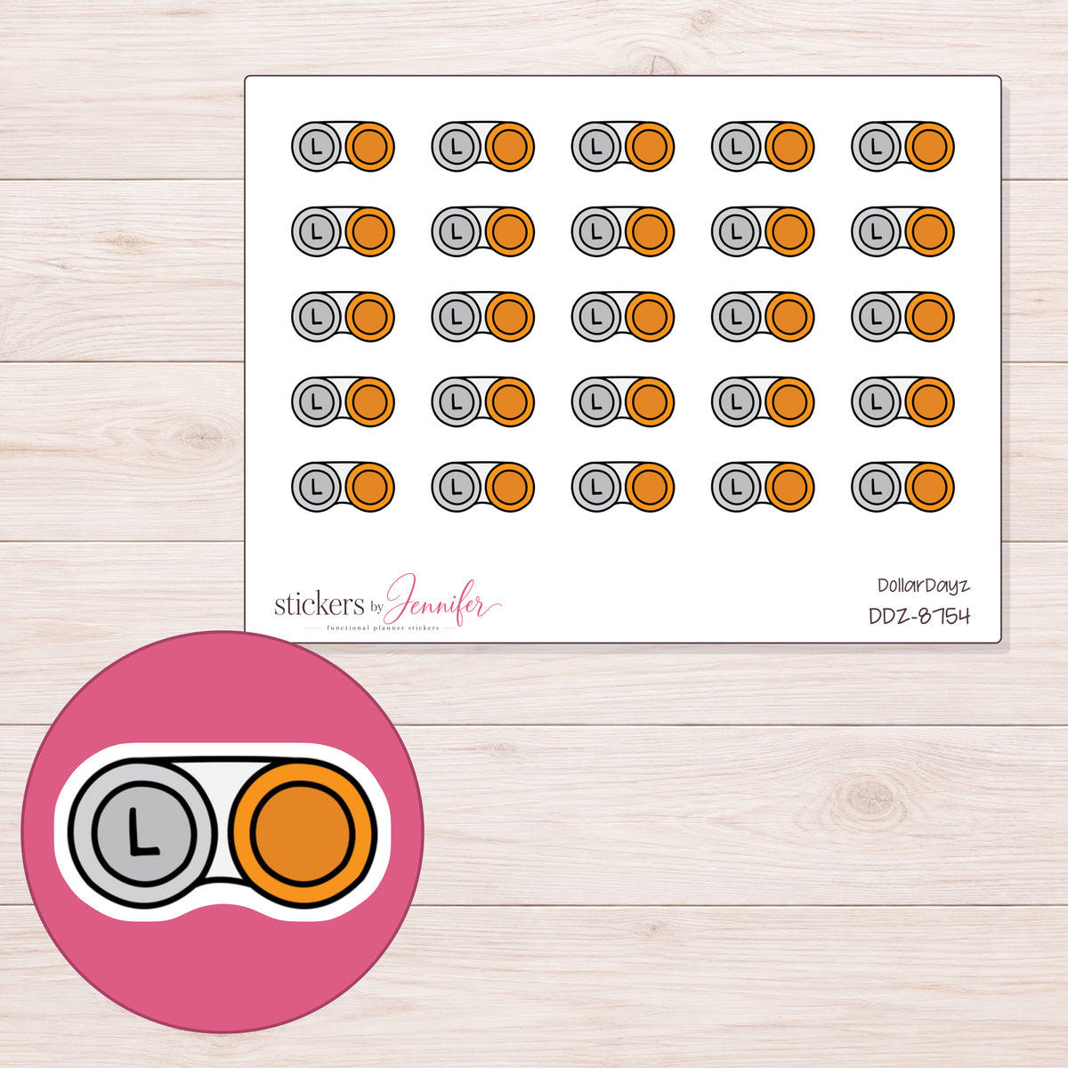 DDZ-8754 planner sticker sheet with enlarged sticker detail