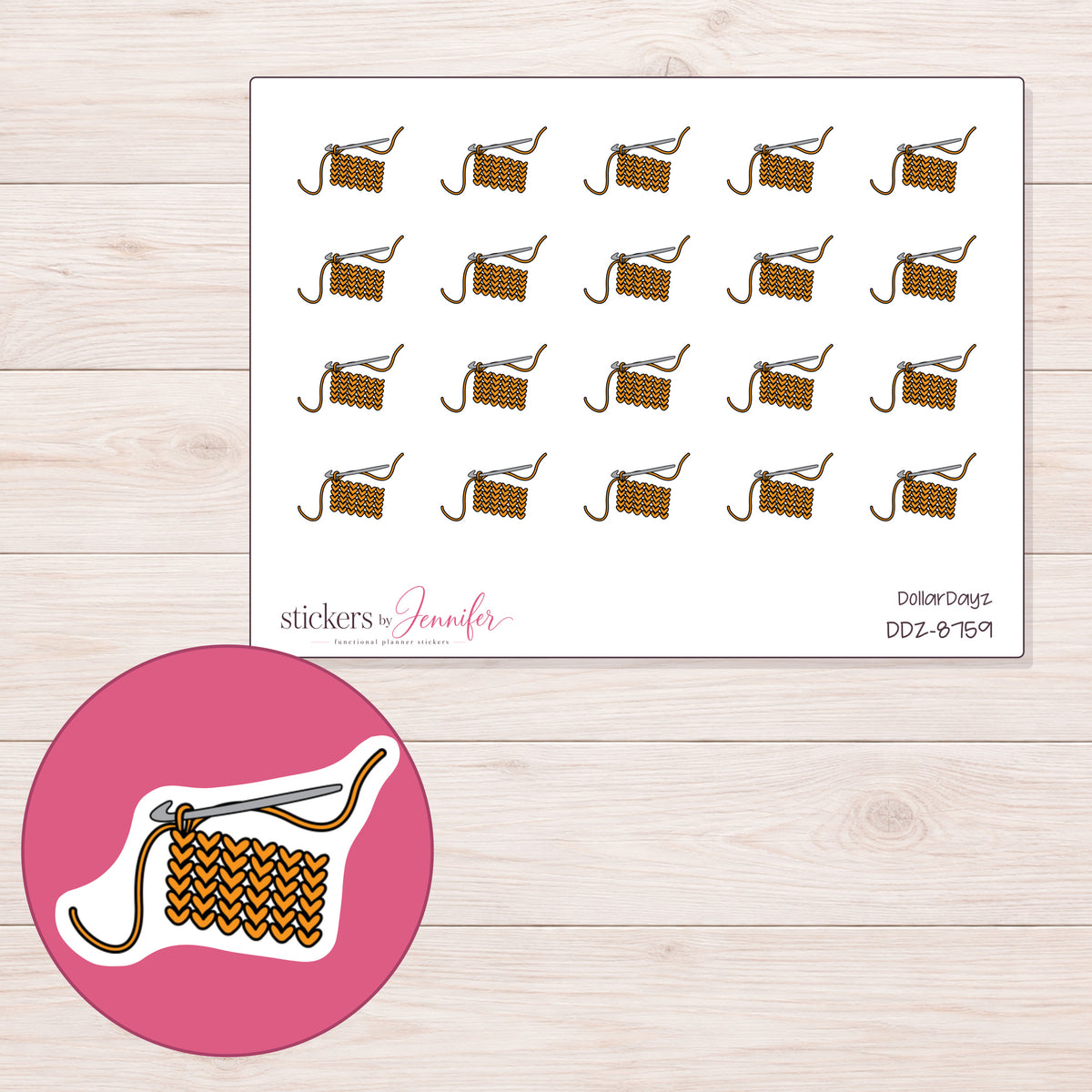 DDZ-8759 planner sticker sheet with enlarged sticker detail