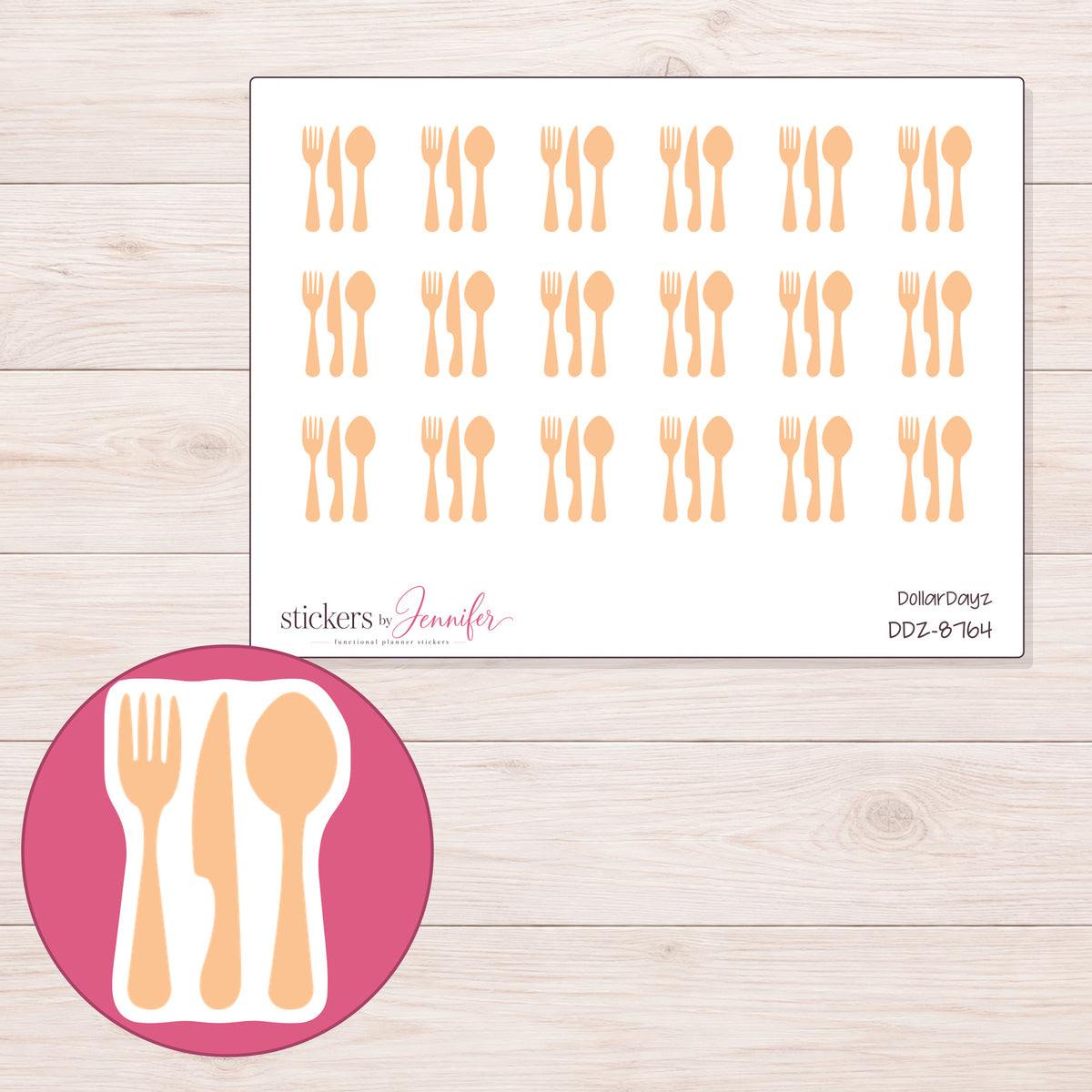 DDZ-8764 planner sticker sheet with enlarged sticker detail