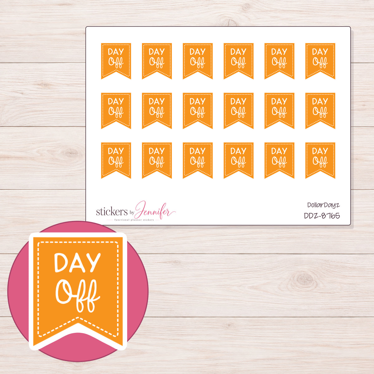DDZ-8765 planner sticker sheet with enlarged sticker detail