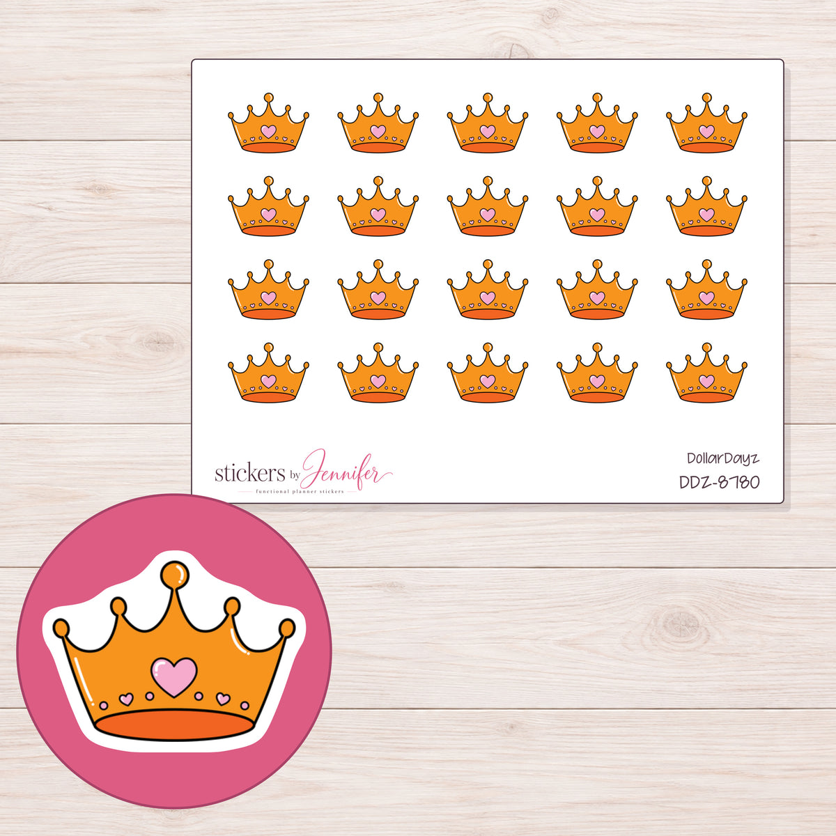 DDZ-8780 planner sticker sheet with enlarged sticker detail