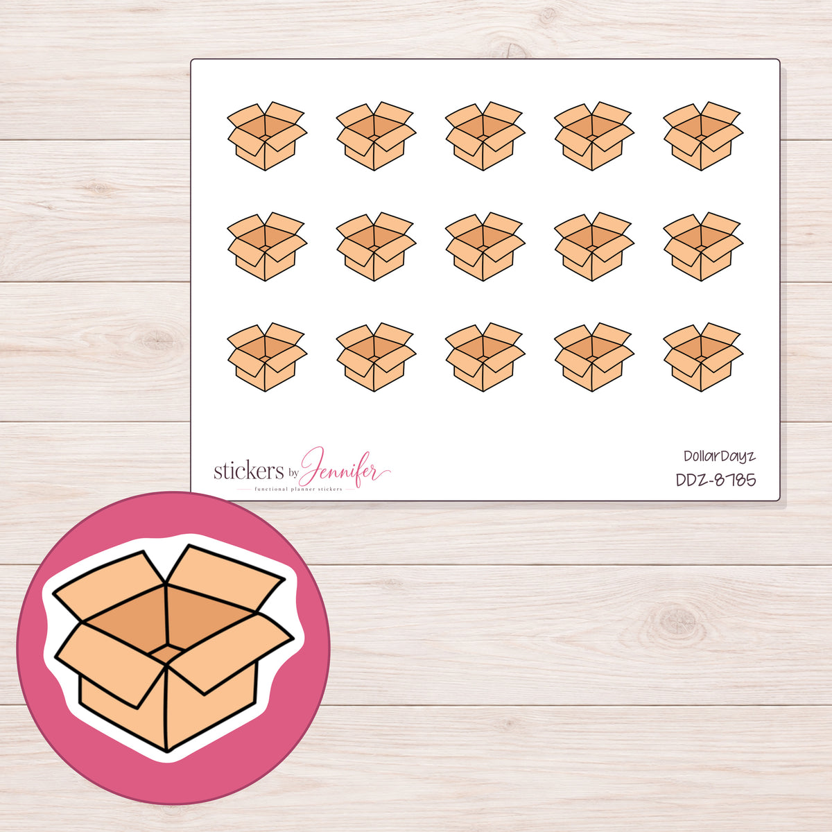 DDZ-8785 planner sticker sheet with enlarged sticker detail