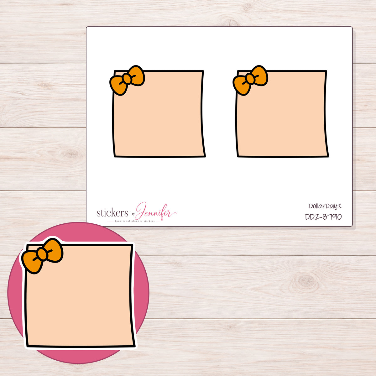 DDZ-8790 planner sticker sheet with enlarged sticker detail