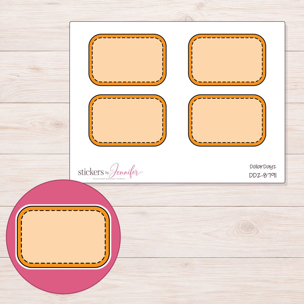 DDZ-8791 planner sticker sheet with enlarged sticker detail