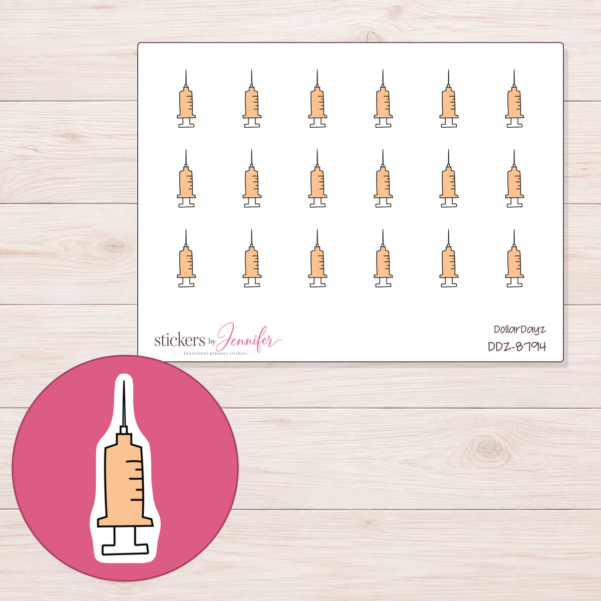 DDZ-8794 planner sticker sheet with enlarged sticker detail