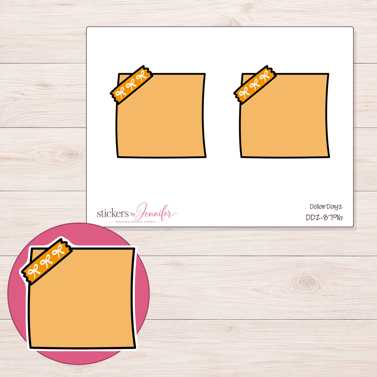 DDZ-8796 planner sticker sheet with enlarged sticker detail