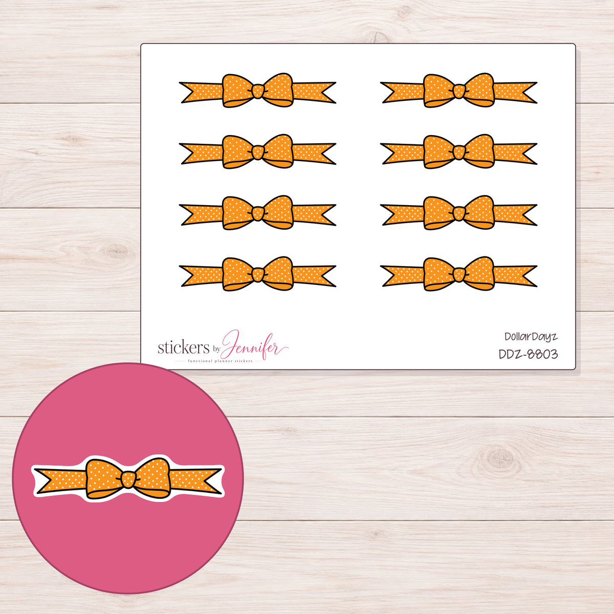 DDZ-8803 planner sticker sheet with enlarged sticker detail