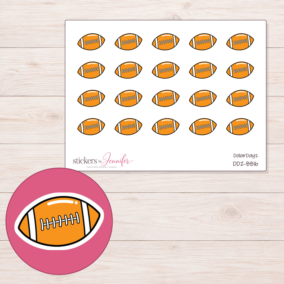 DDZ-8816 planner sticker sheet with enlarged sticker detail