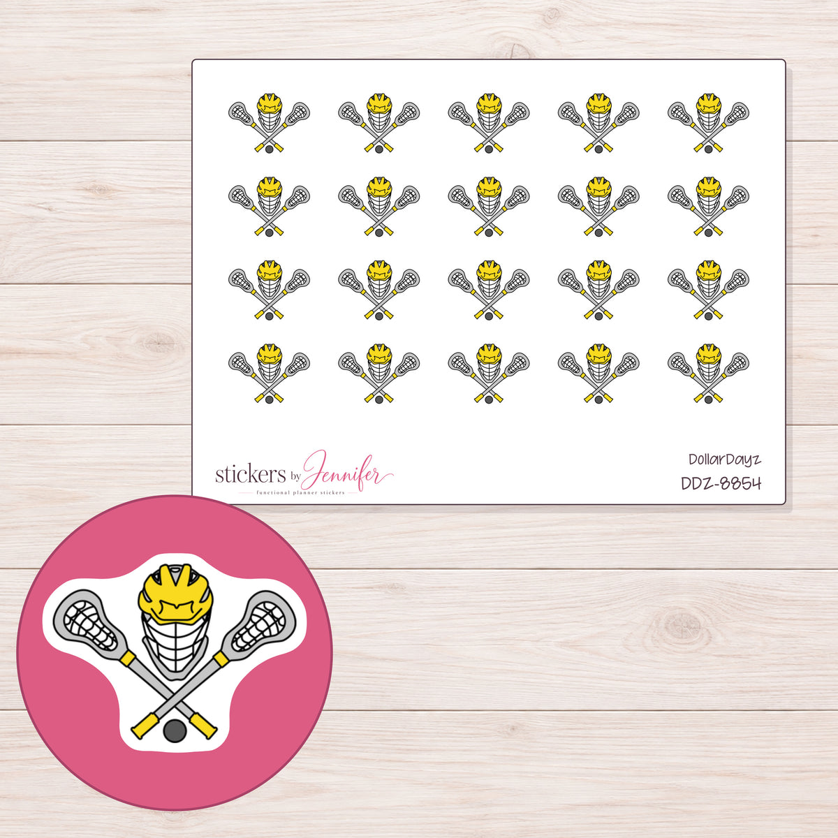 DDZ-8854 planner sticker sheet with enlarged sticker detail