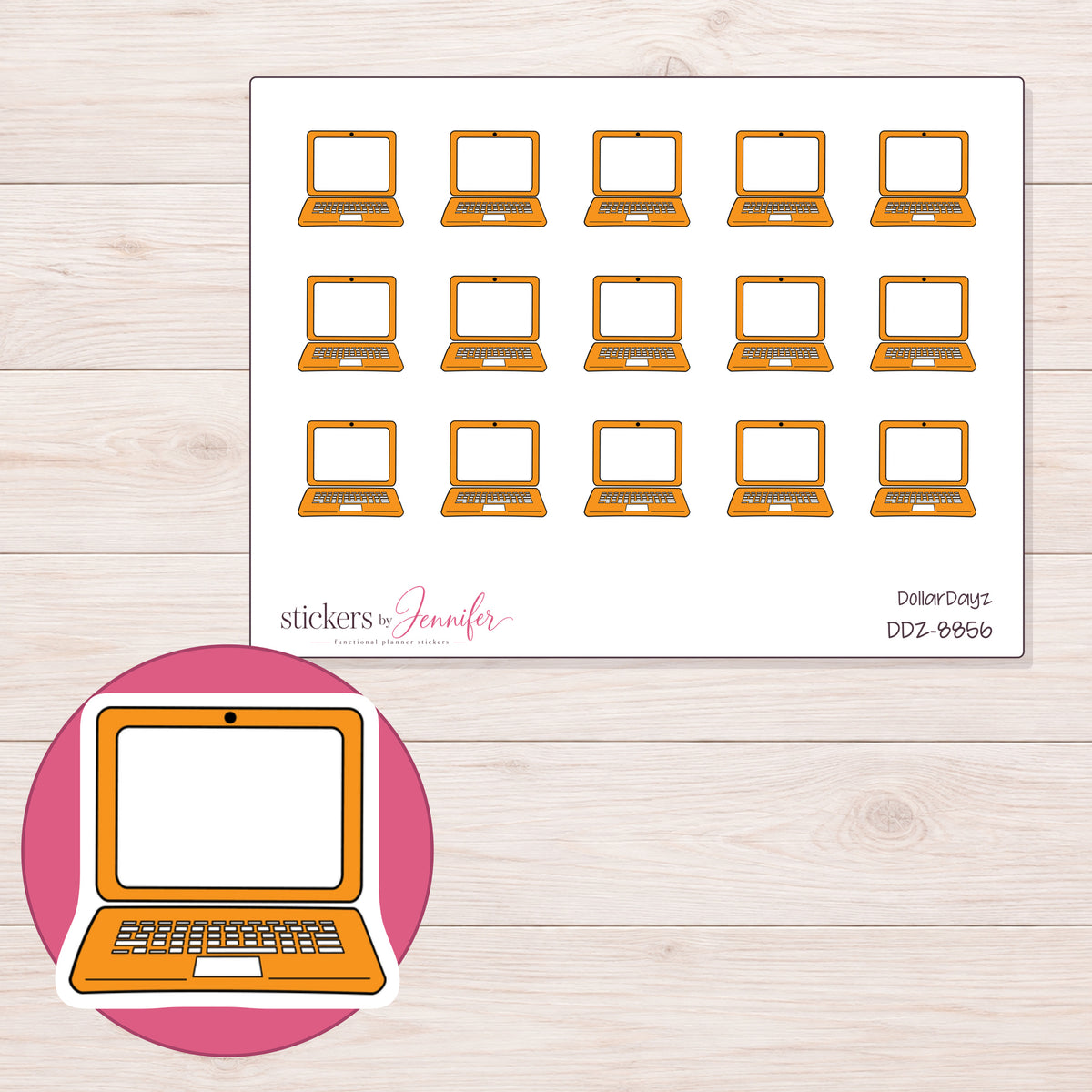 DDZ-8856 planner sticker sheet with enlarged sticker detail