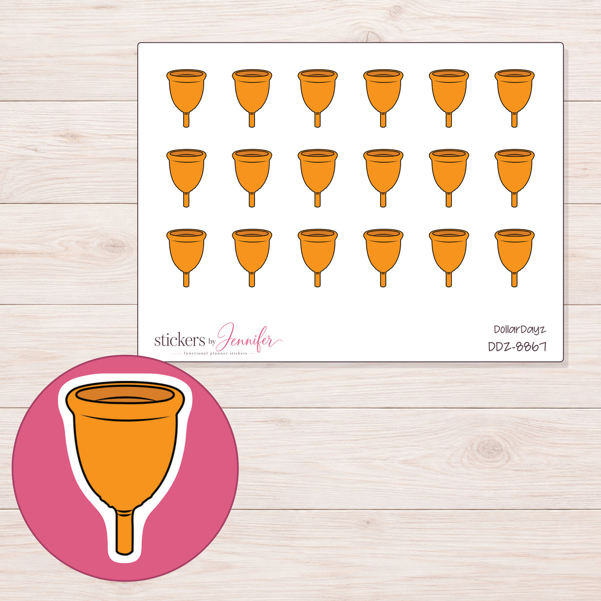 DDZ-8867 planner sticker sheet with enlarged sticker detail