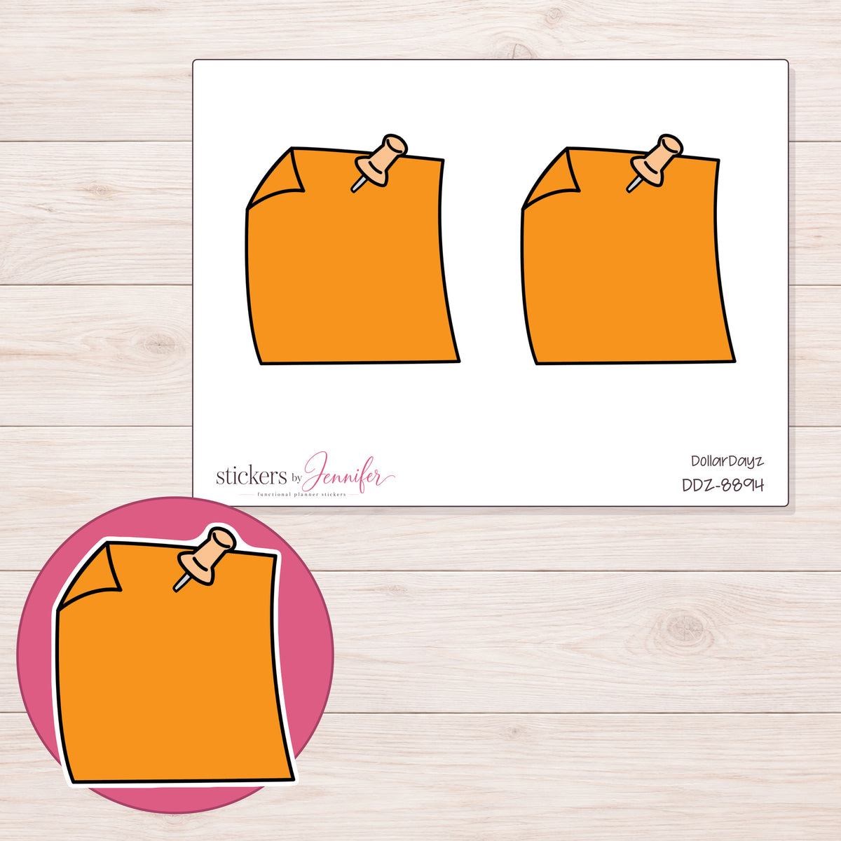 DDZ-8894 planner sticker sheet with enlarged sticker detail