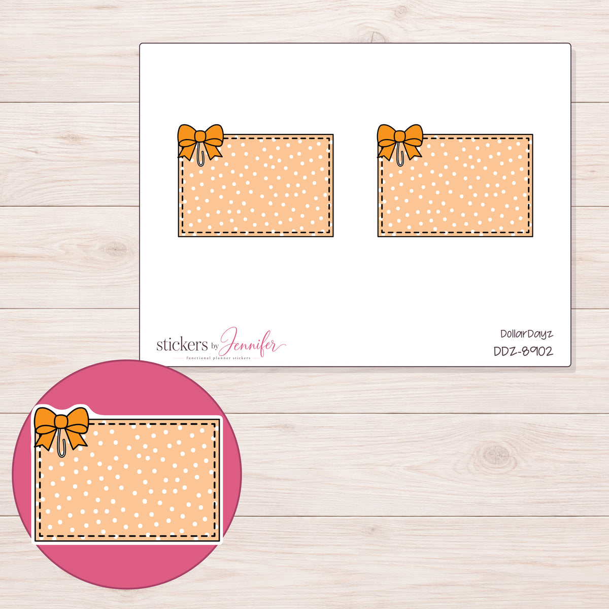 DDZ-8902 planner sticker sheet with enlarged sticker detail