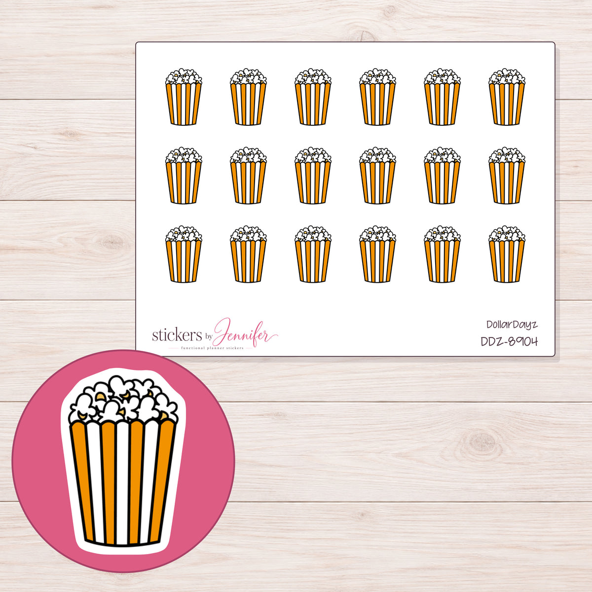 DDZ-8904 planner sticker sheet with enlarged sticker detail