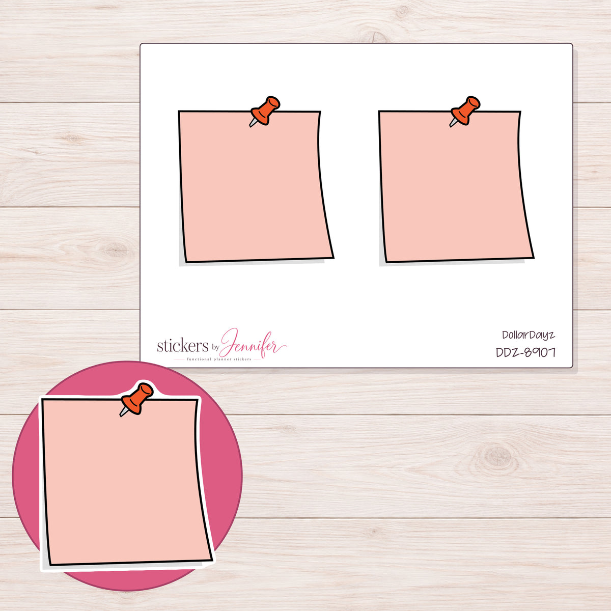 DDZ-8907 planner sticker sheet with enlarged sticker detail