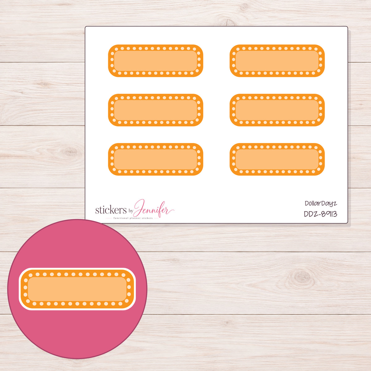 DDZ-8913 planner sticker sheet with enlarged sticker detail
